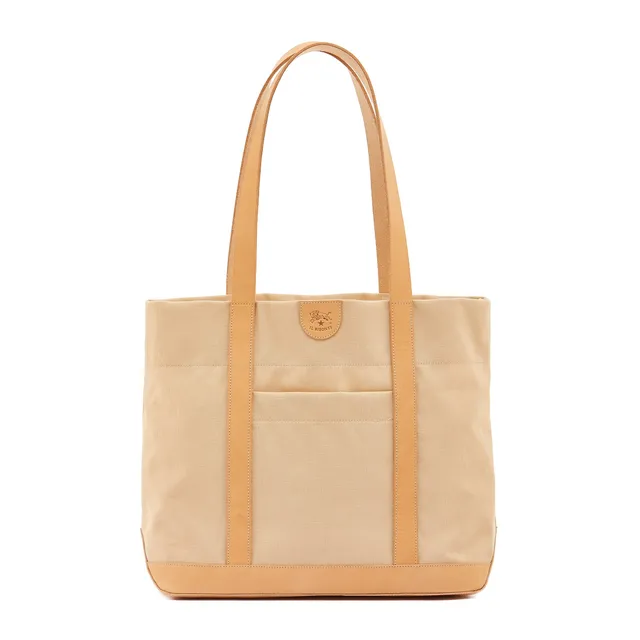 Il Bisonte Schultertasche naturale Canvas + Leder