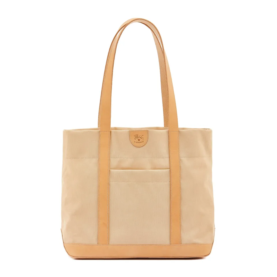 Il Bisonte Schultertasche naturale Canvas + Leder