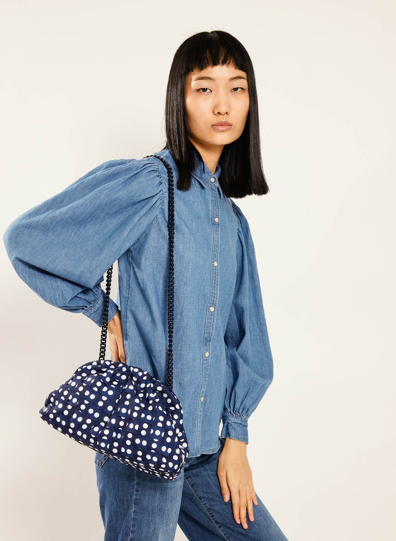 Maria la Rosa Game Dot Bag Clutch Blau 30 cm