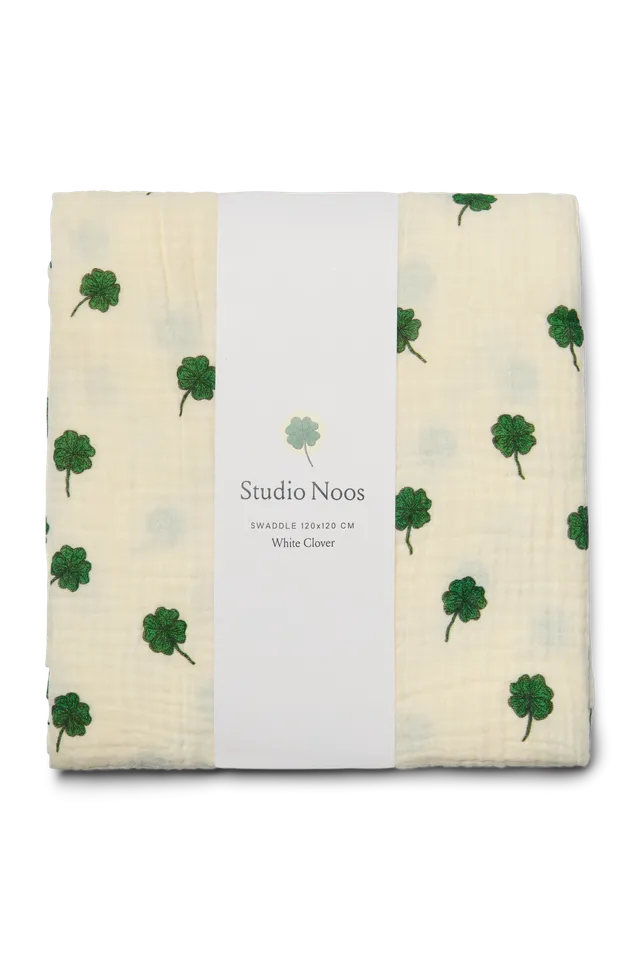 Studio Noos Swaddle Print Large Mulltuch White Clover
