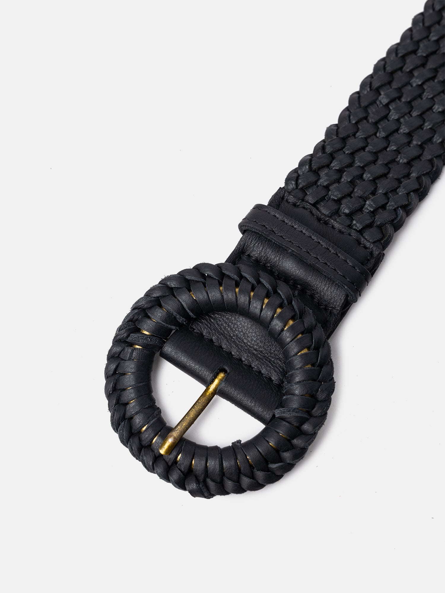RE:DESIGNED Henley Flechtgürtel Schwarz Vollleder 5 cm