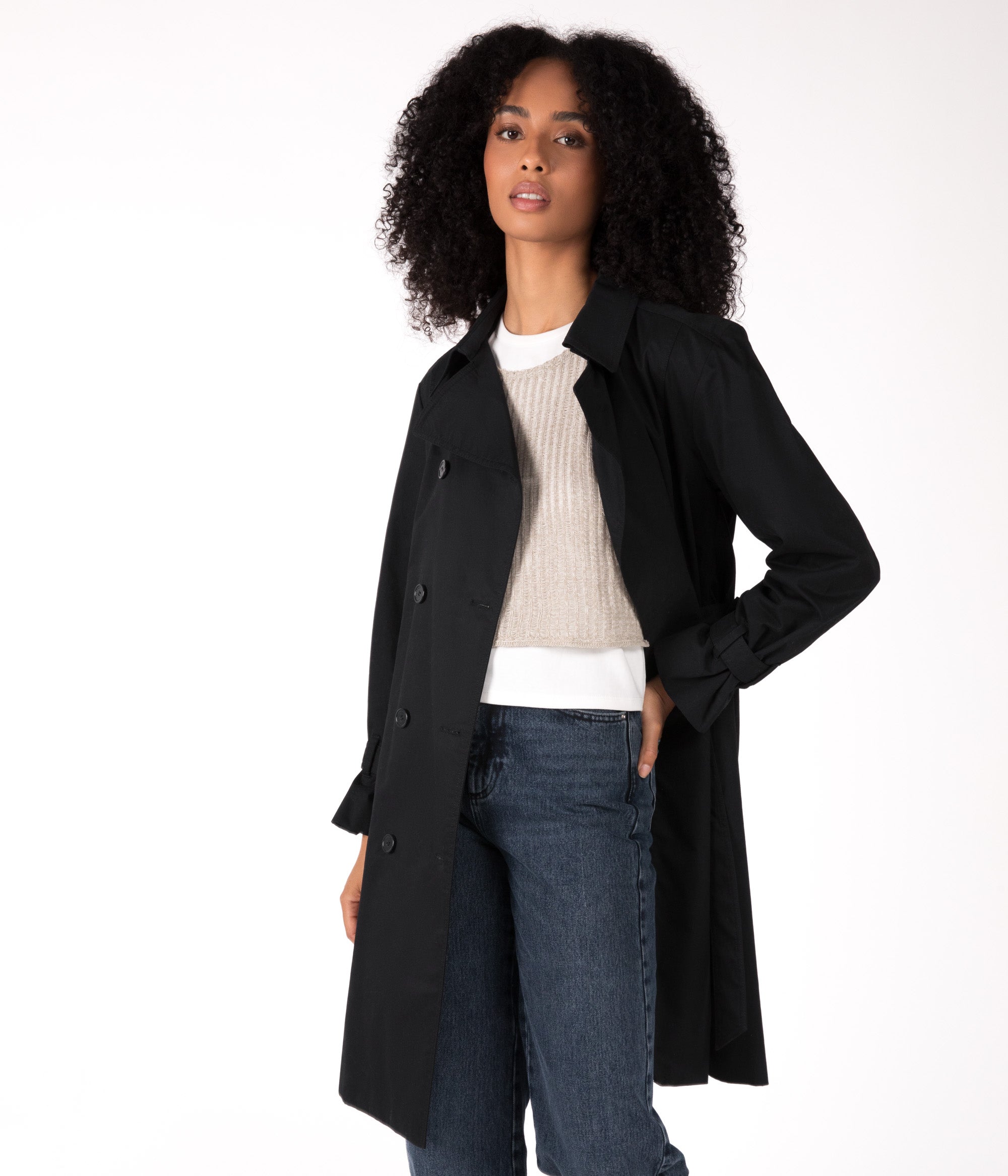 Matt & Nat Ezra Trenchcoat Baumwolle schwarz vegan