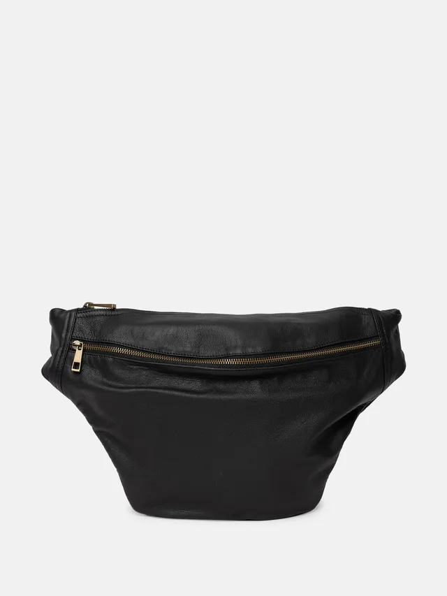 RE:DESIGNED Merla Urban Bauchtasche Schwarz Vollleder