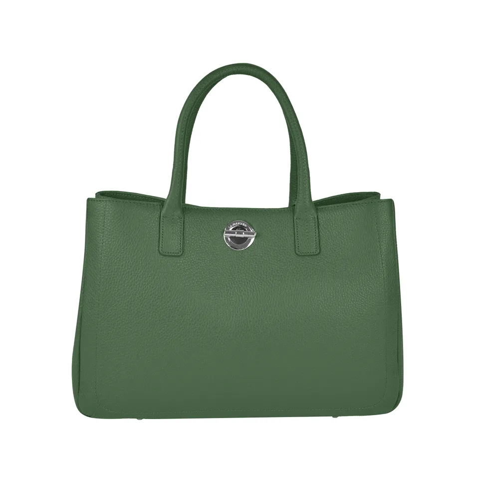 Lamarthe Paris Handtasche Khaki Vollleder 37 cm
