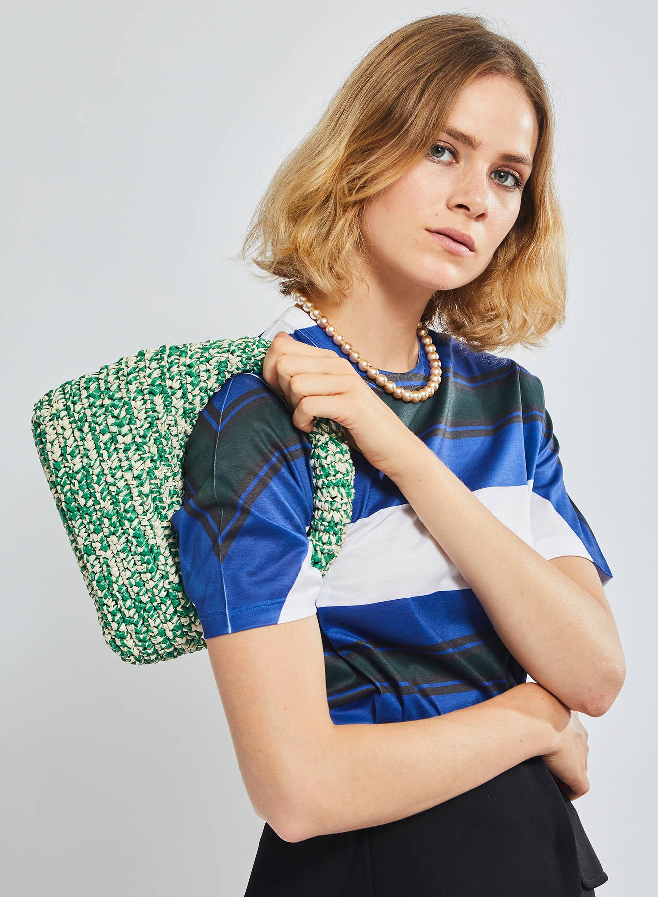 Maria la Rosa Nana WBS25.9 Hobo Tasche Grün Rost Raffia