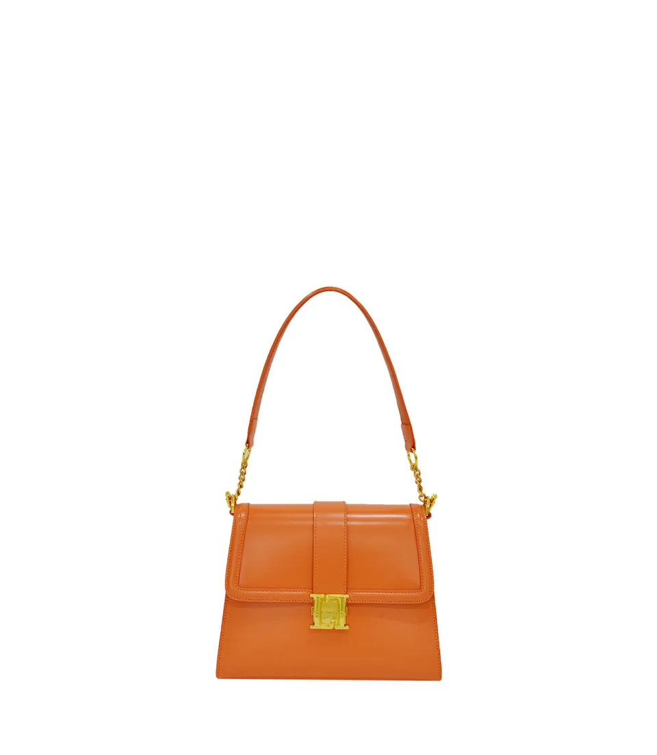 Lamarthe Bella Schultertasche Orange Spaltleder