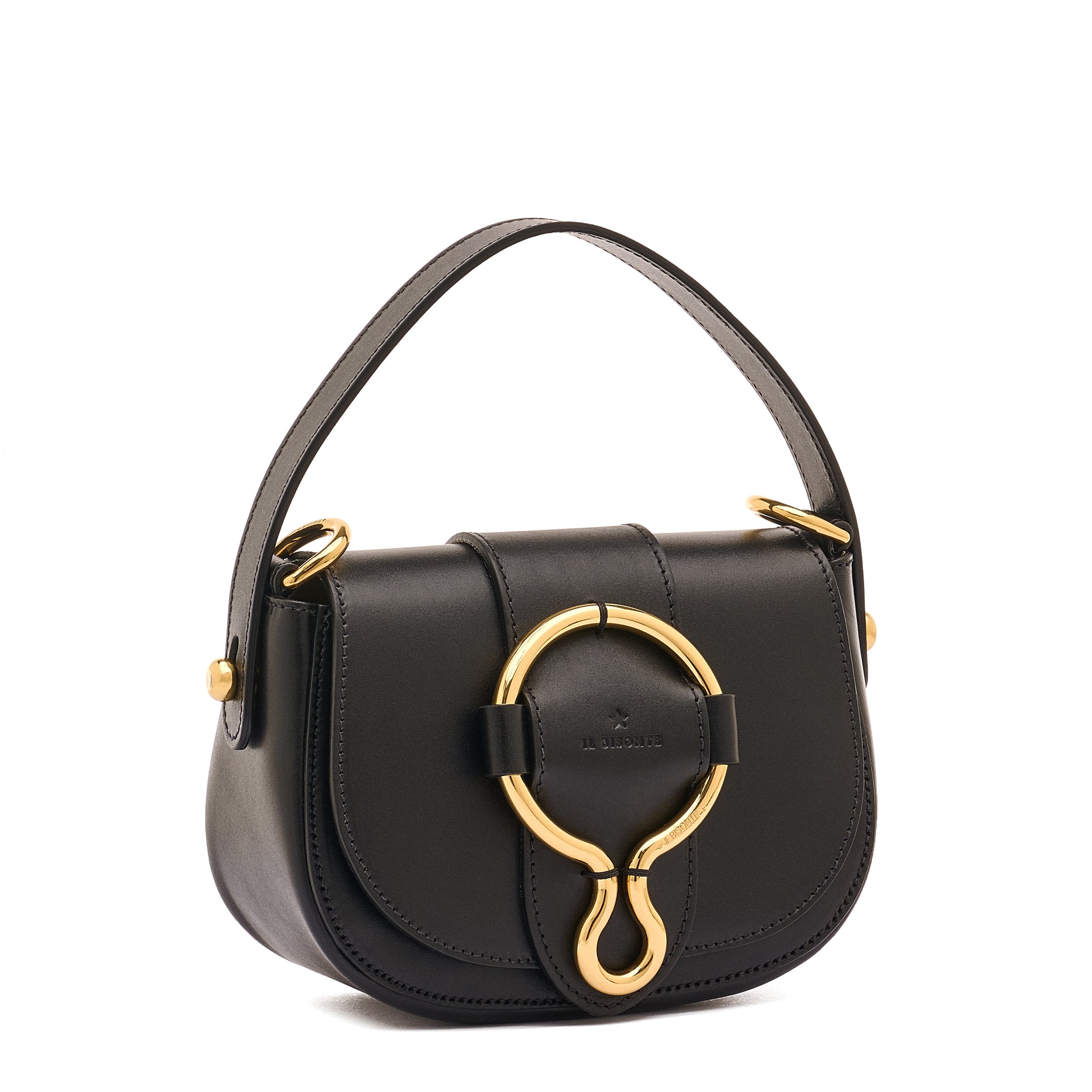 Il Bisonte Consuelo Handtasche Leder schwarz abnehmbarer Riemen