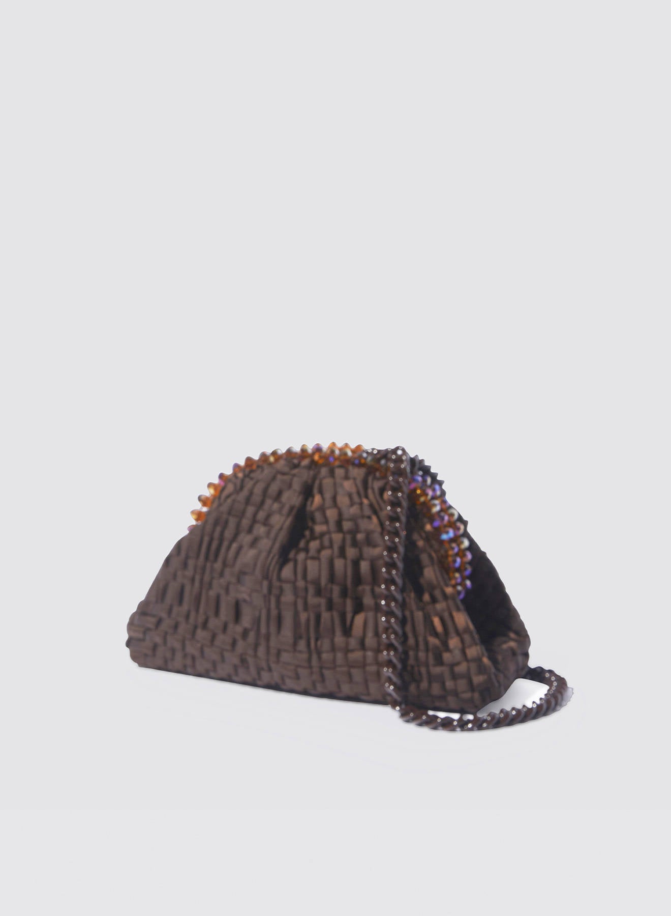 Maria la Rosa Crown Mini Bag Clutch Dunkelbraun geflochten
