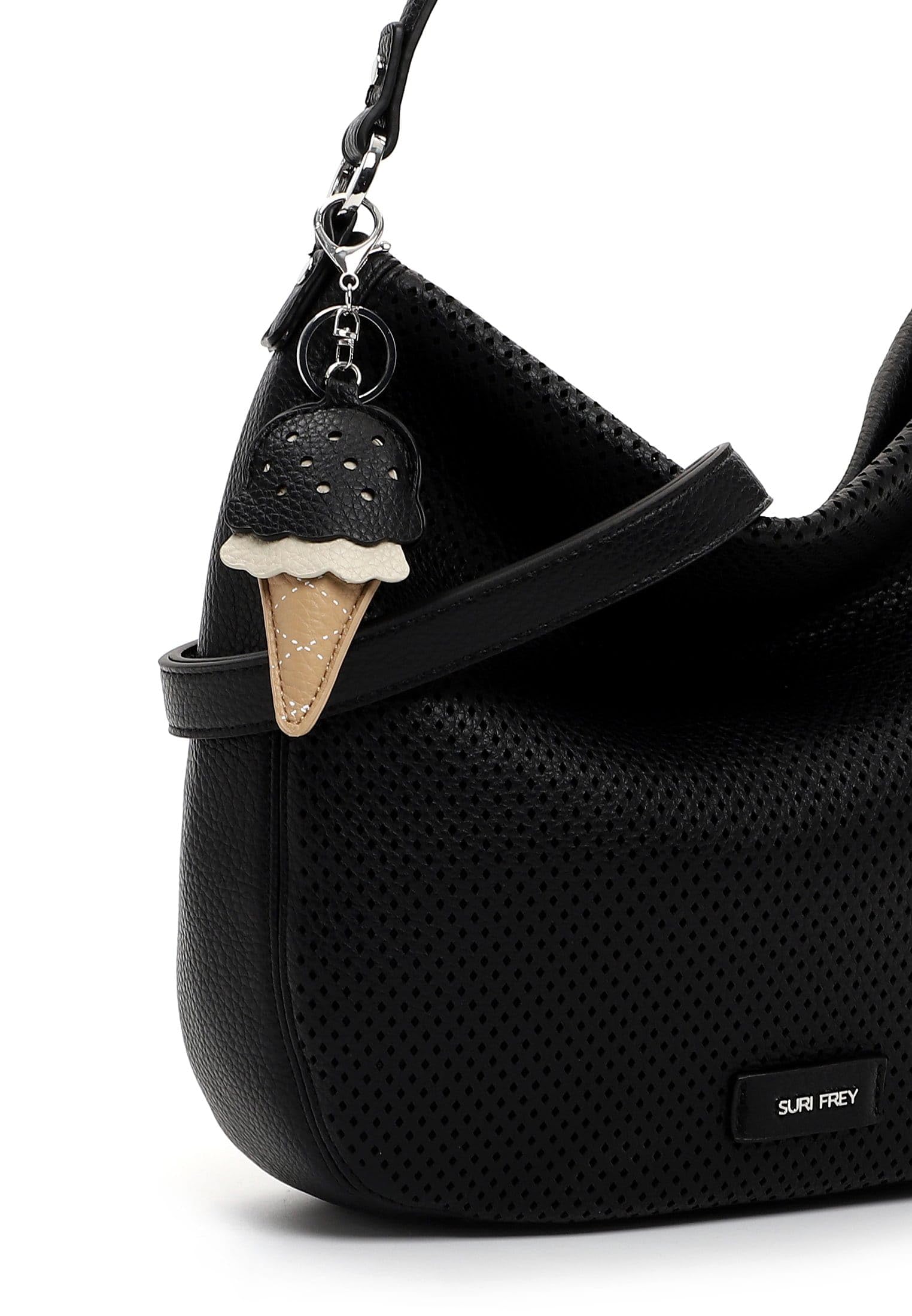 SURI FREY Cilly Bucket Bag L Schultertasche Schwarz gelocht