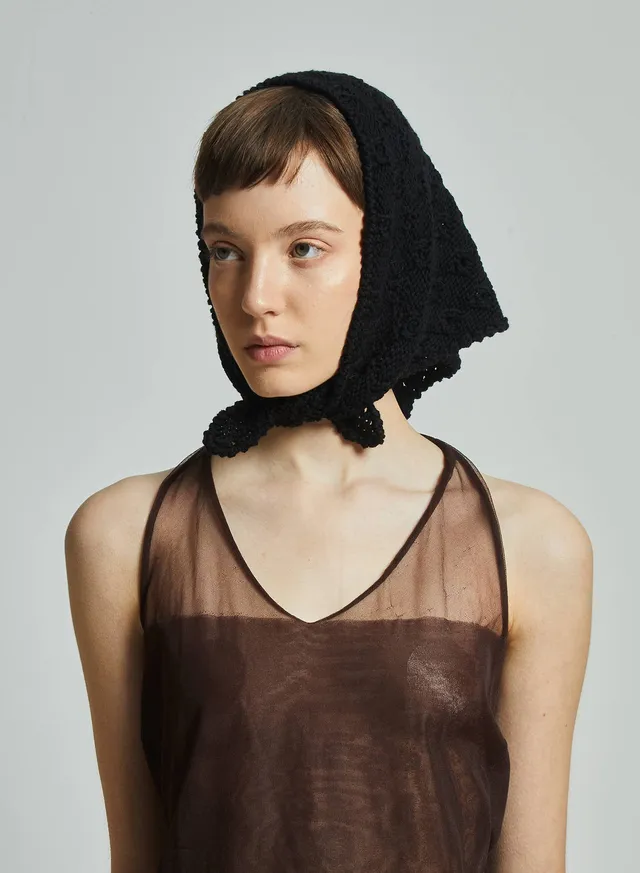 Maria la Rosa Bandana Tricot Tuch Schwarz Wolle