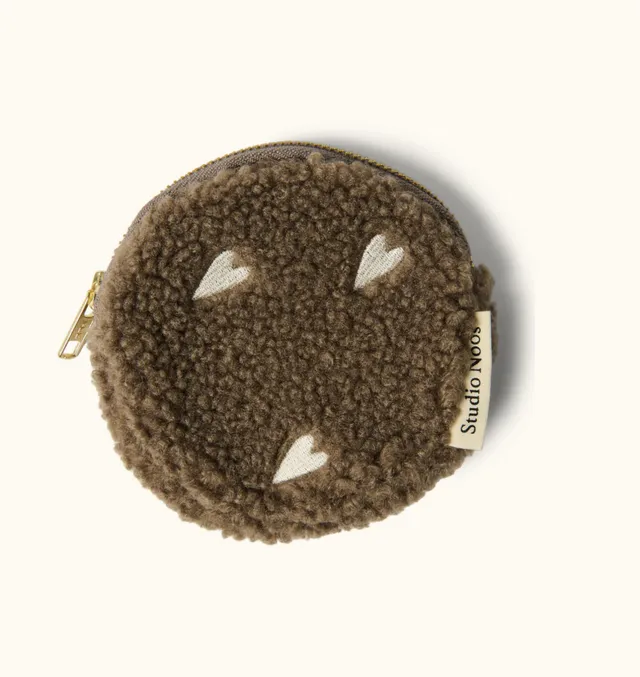 Studio Noos Teddy Wallet Geldbörse Brown Hearts bestickt
