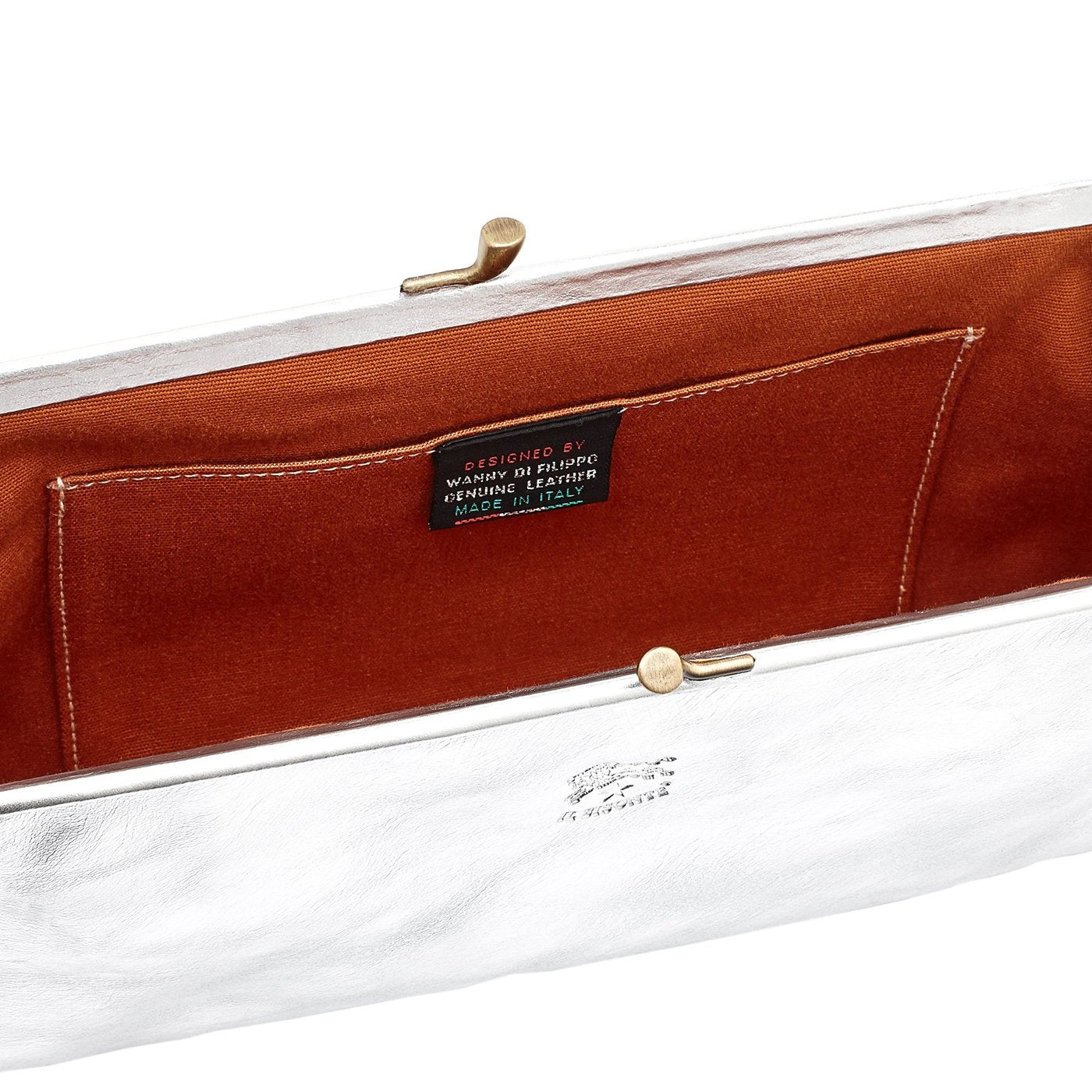 Il Bisonte Manuela Pochette Silber Rindsleder