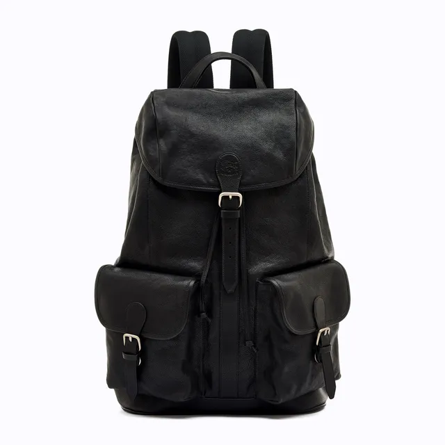 Il Bisonte 1990 Rucksack Herren Schwarz Vintageleder