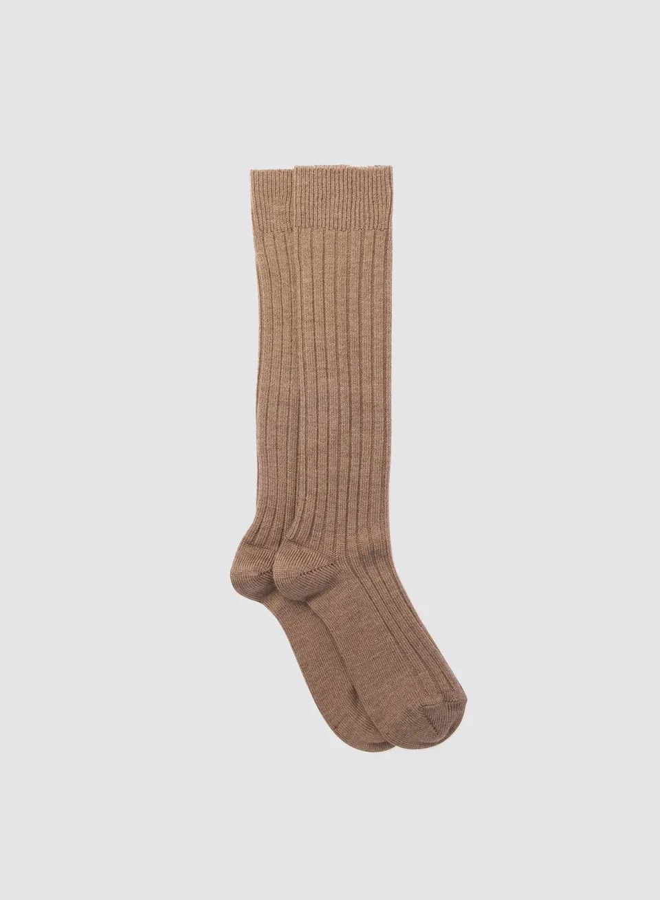 Maria la Rosa College Kniestrümpfe Camel Merinowolle