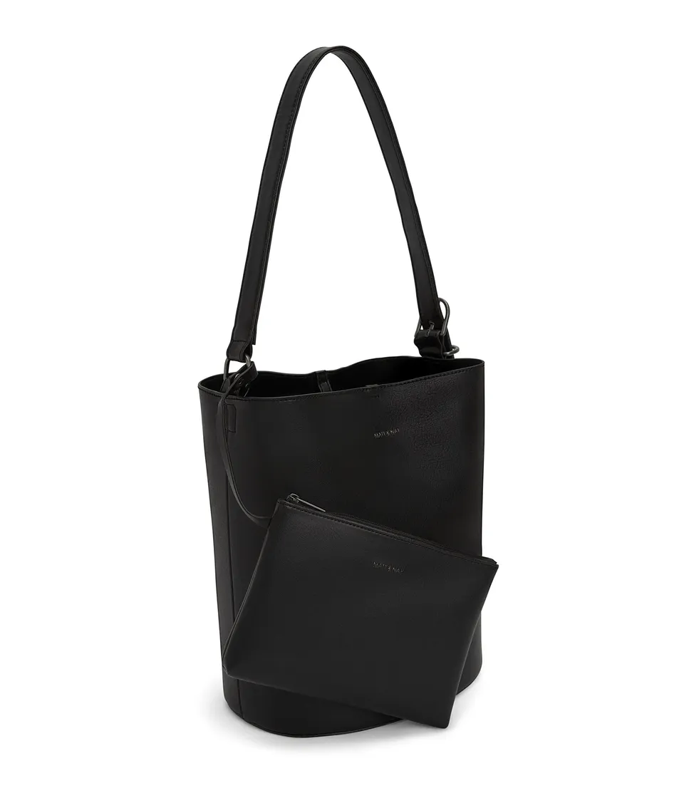 Matt & Nat Vintage Azur Beuteltasche Schwarz vegan