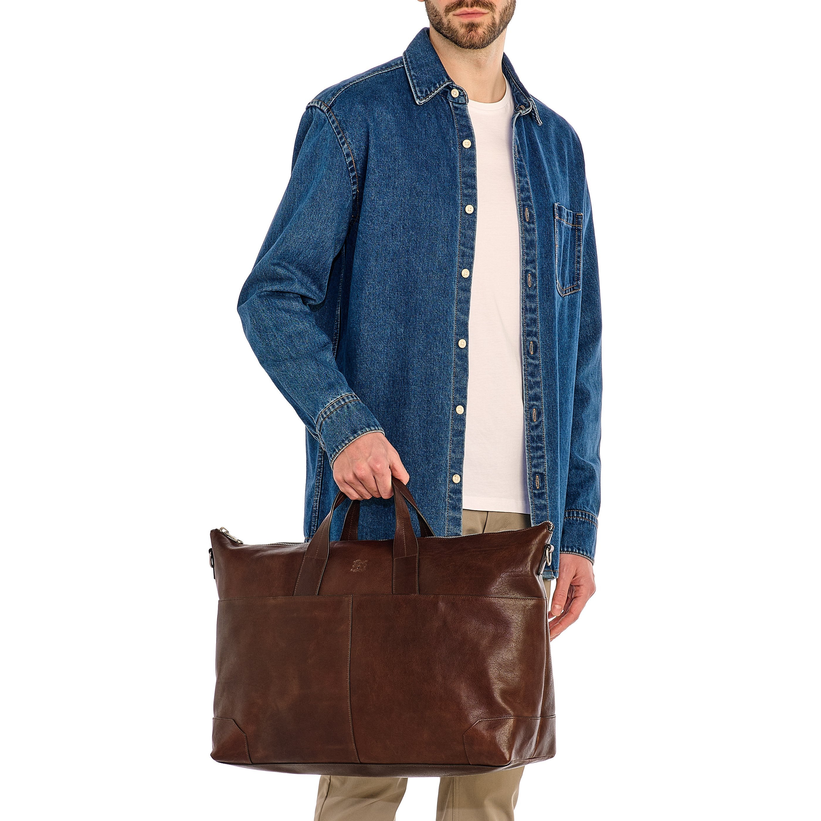 Il Bisonte Galileo Reisetasche Caffè Vintage-Vollleder