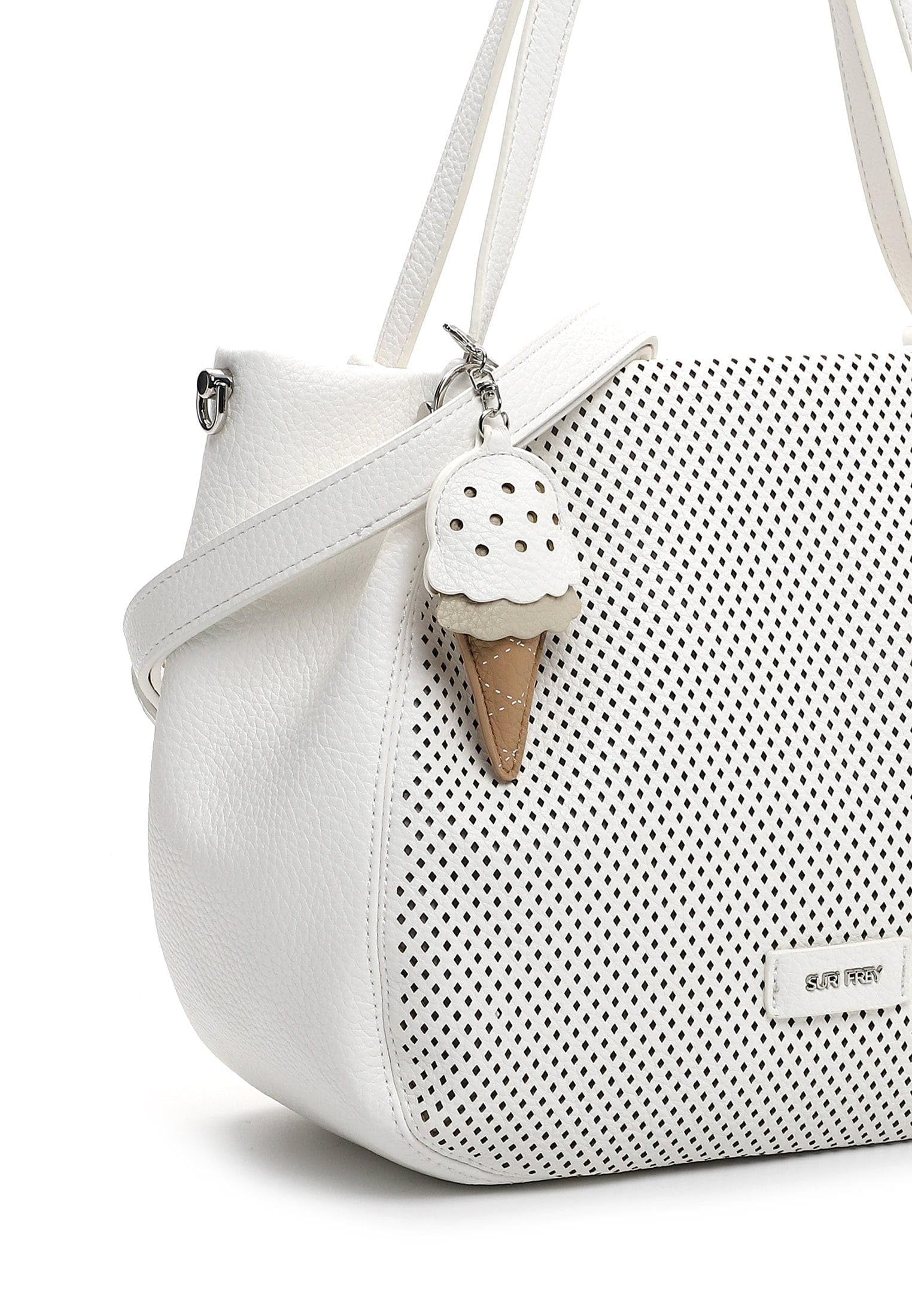 SURI FREY Cilly Cityshopper M Schultertasche White Lochmuster