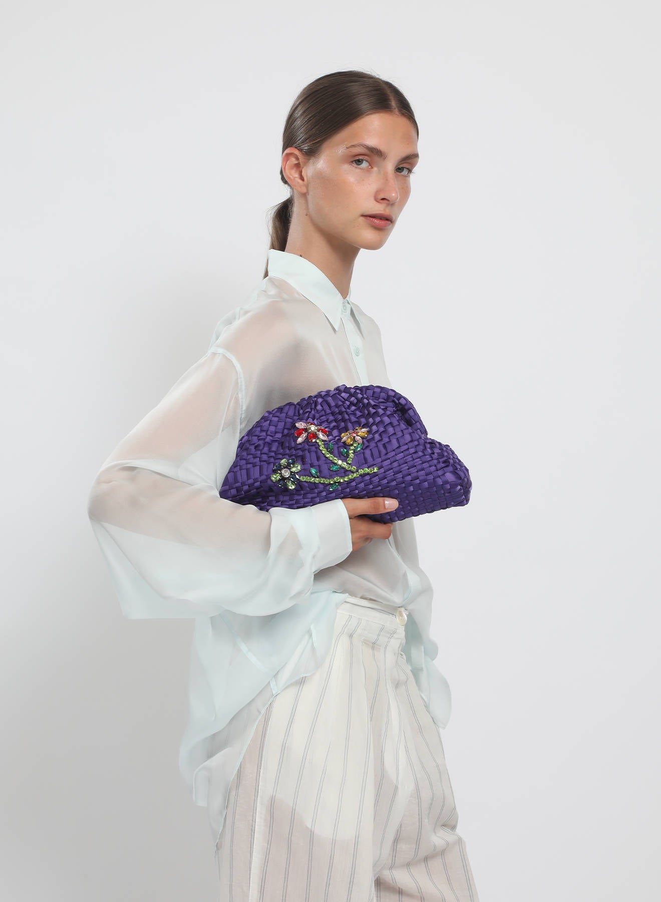 Maria la Rosa Petaline Game Bag Clutch Violet