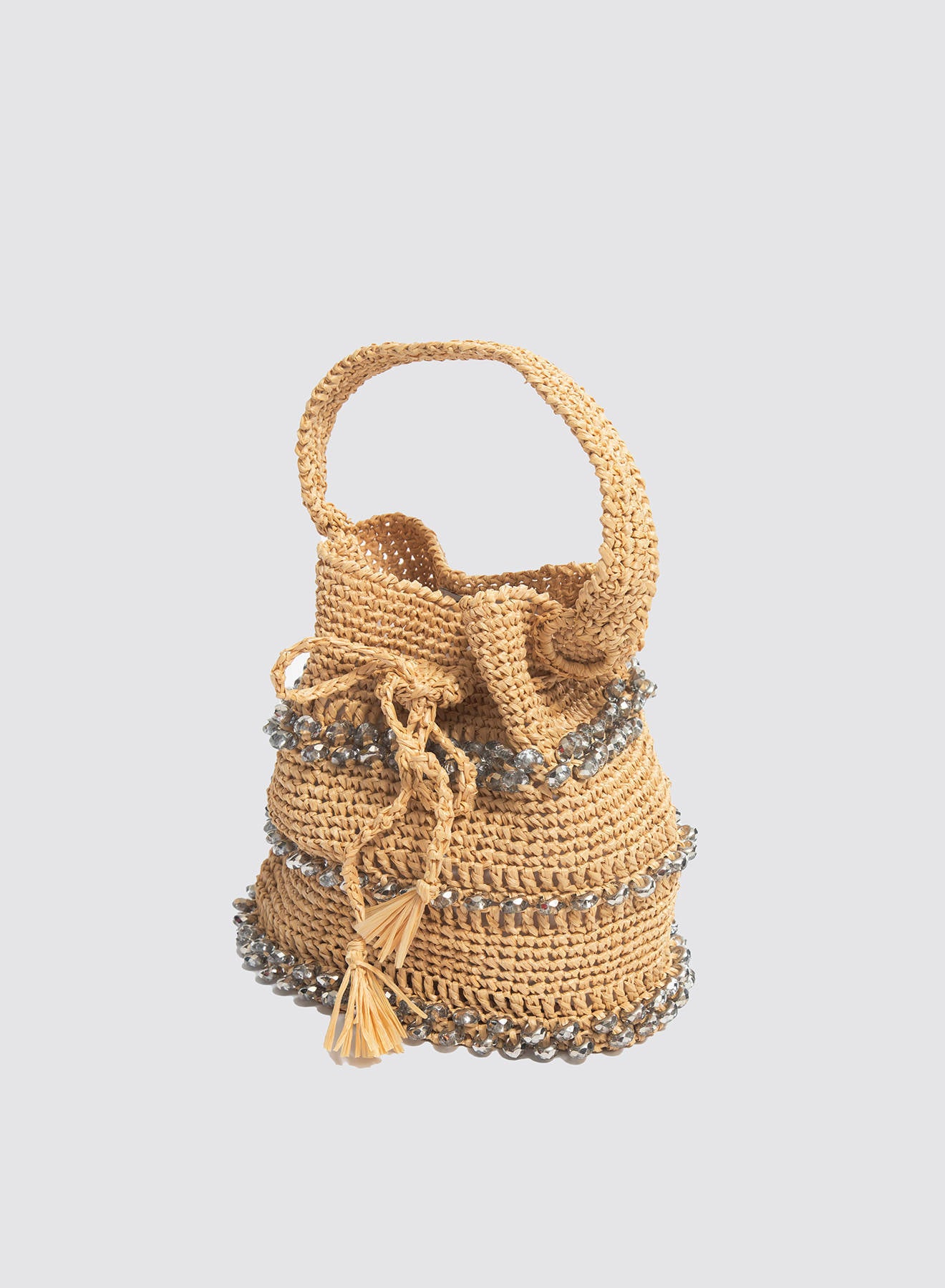 Maria la Rosa Crystal Bucket Eimertasche Weiß Steine