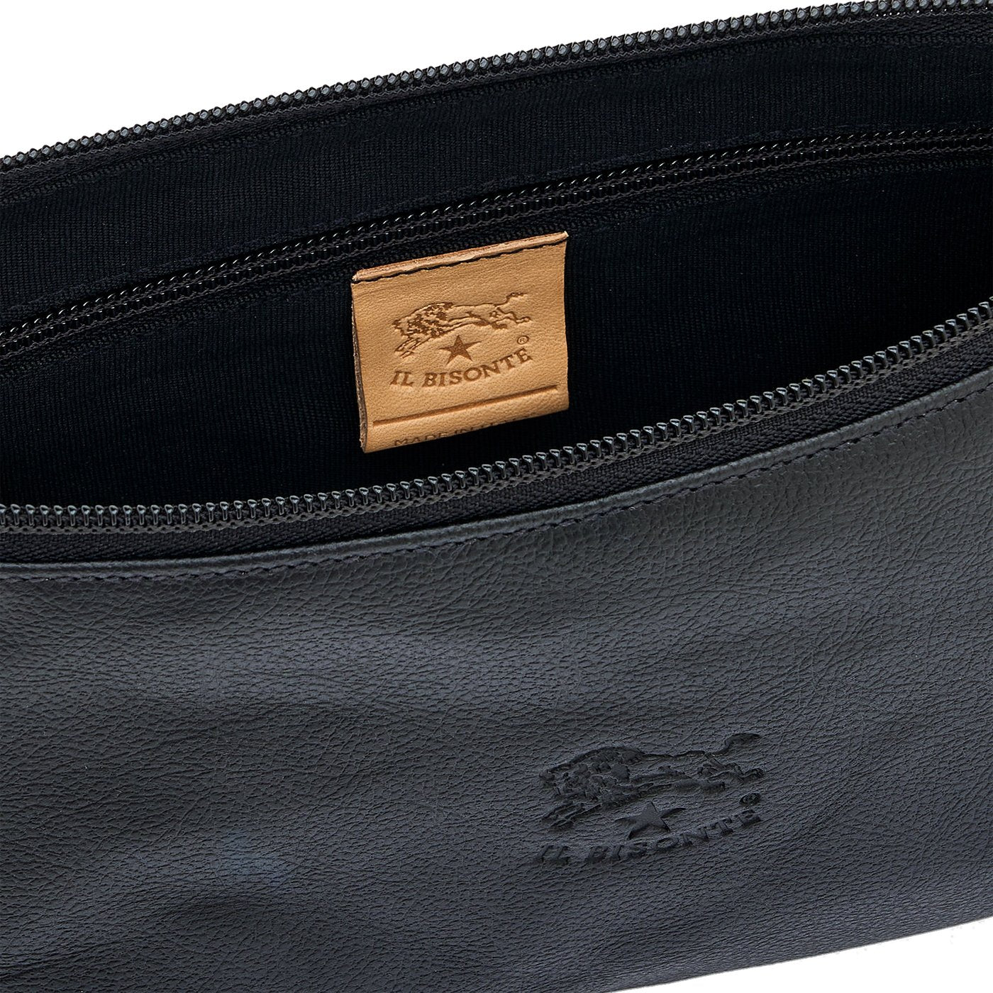 Il Bisonte Schultertasche Rindsleder schwarz