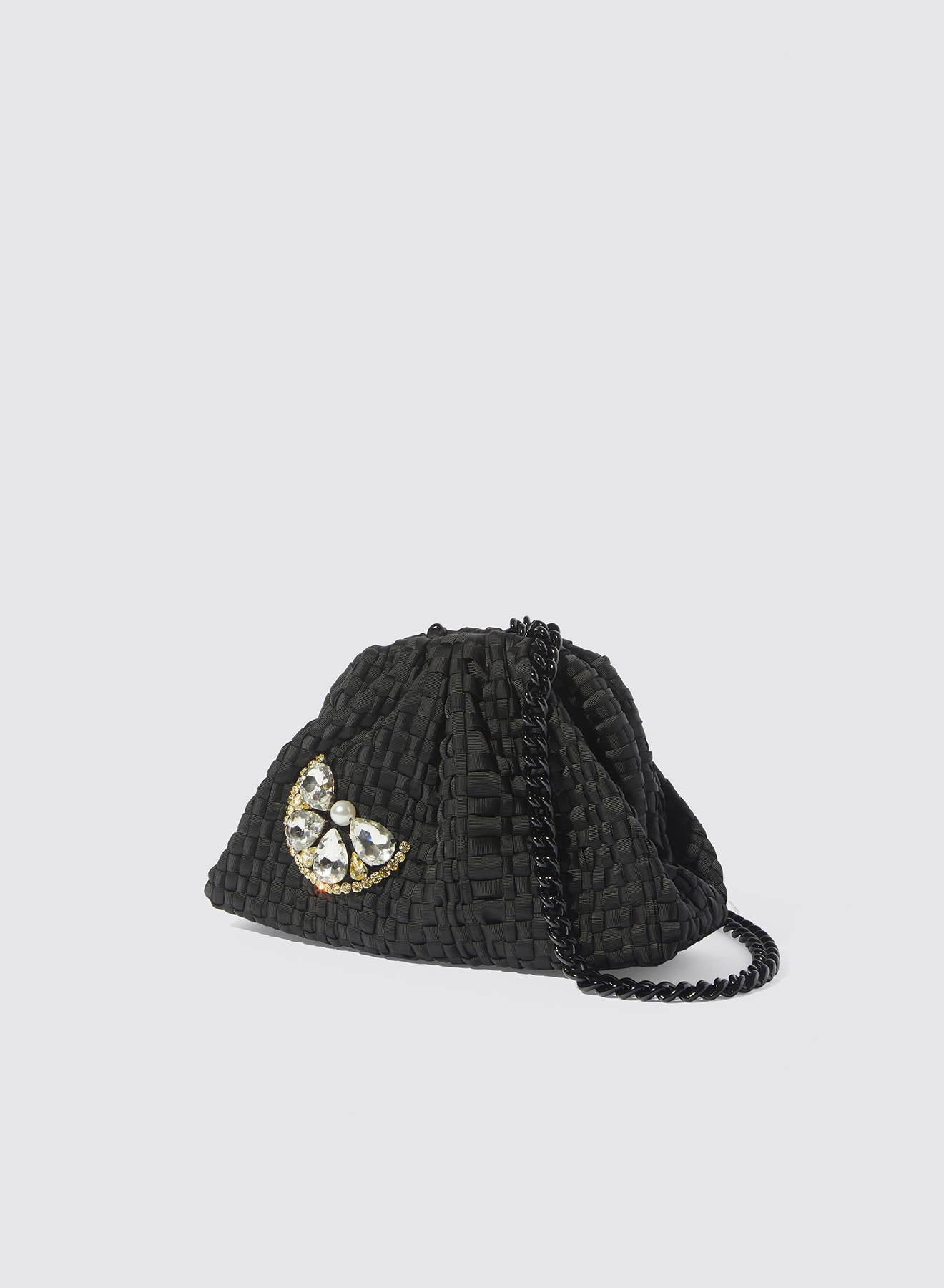 Maria la Rosa Lemon Mini Bag Clutch Schwarz Bandgewebe