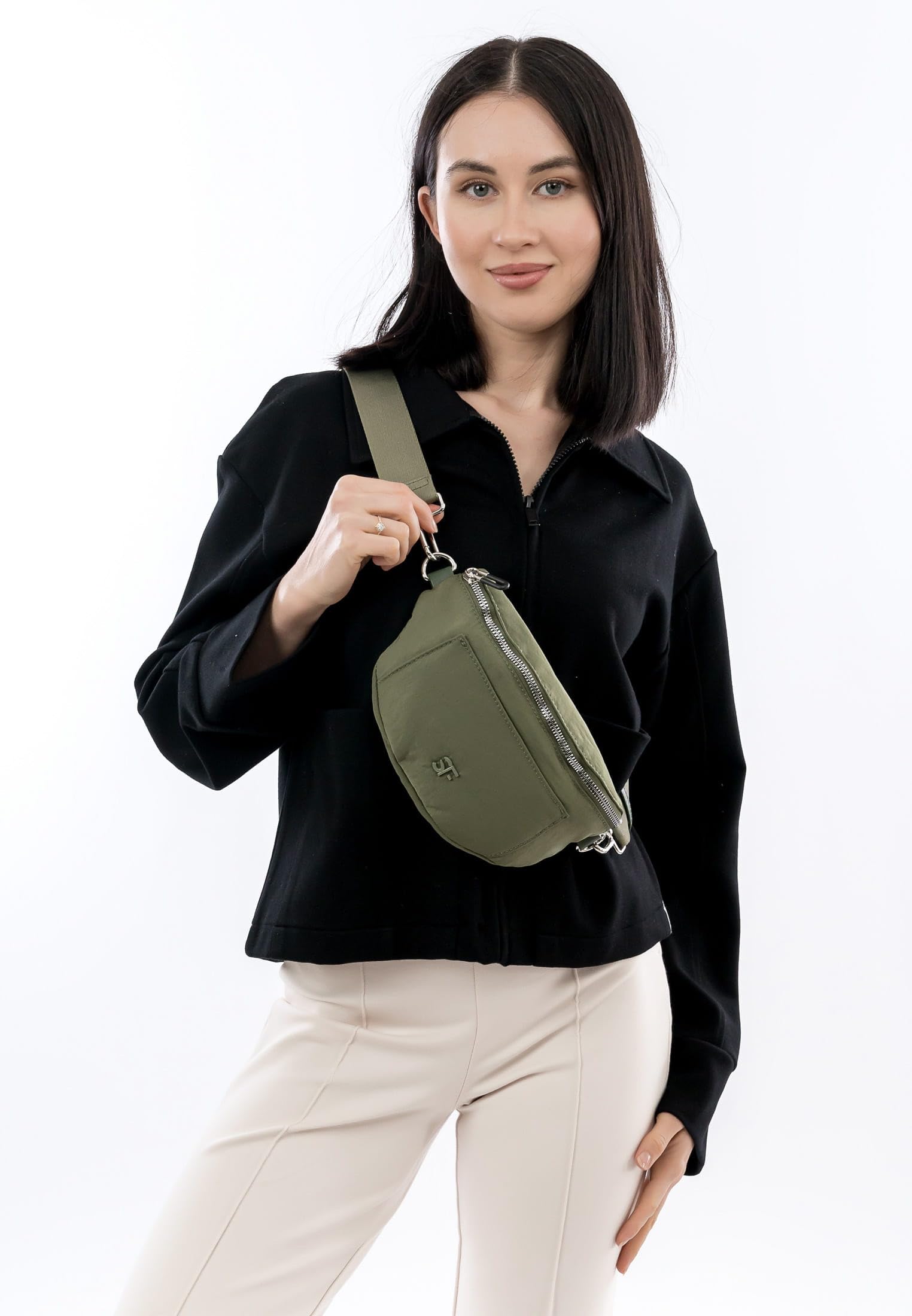 SURI FREY Abby Crossover Umhängetasche Khaki flach