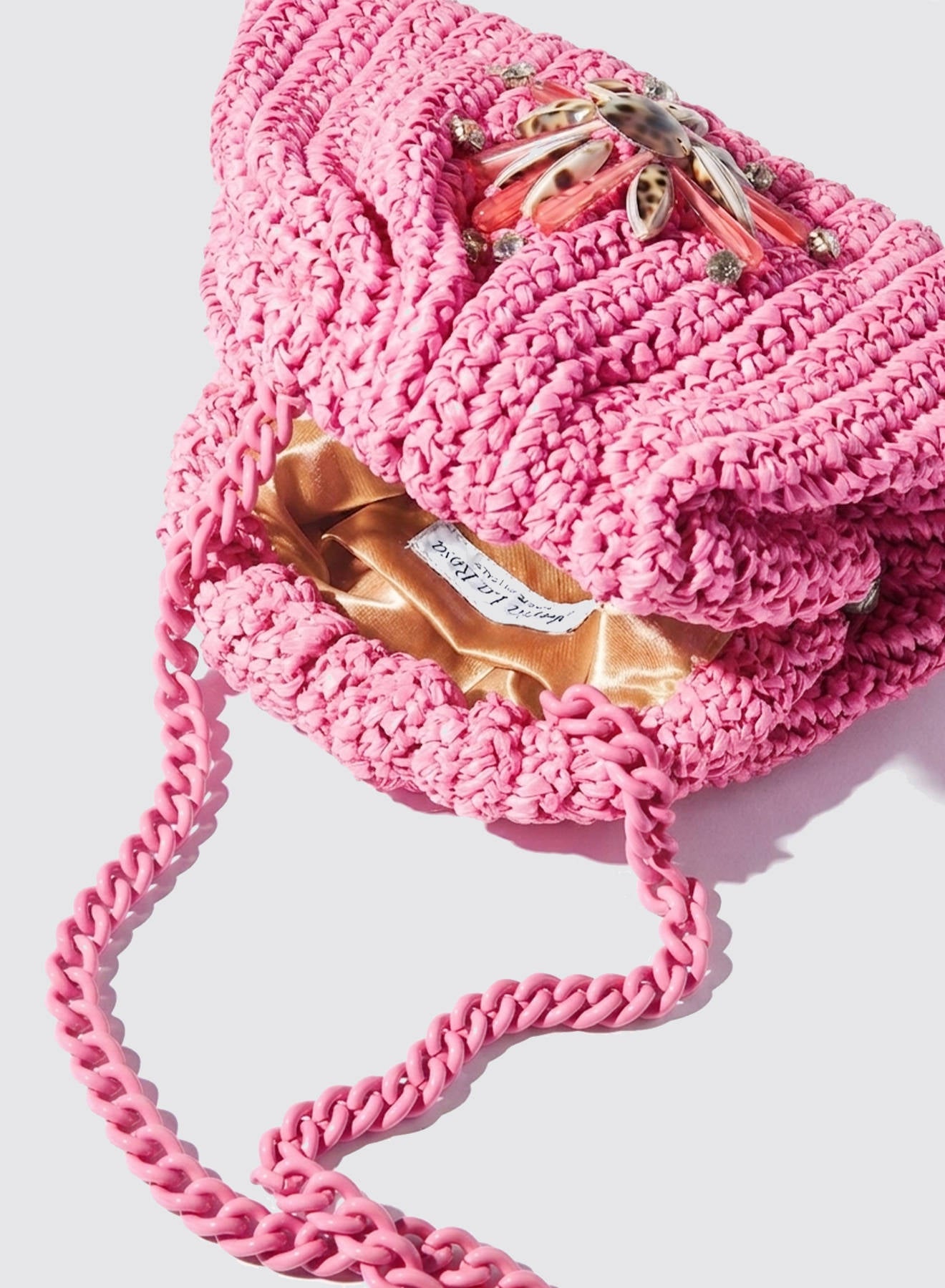 Maria la Rosa Raffelle Mini Bag Clutch Pink Häkel