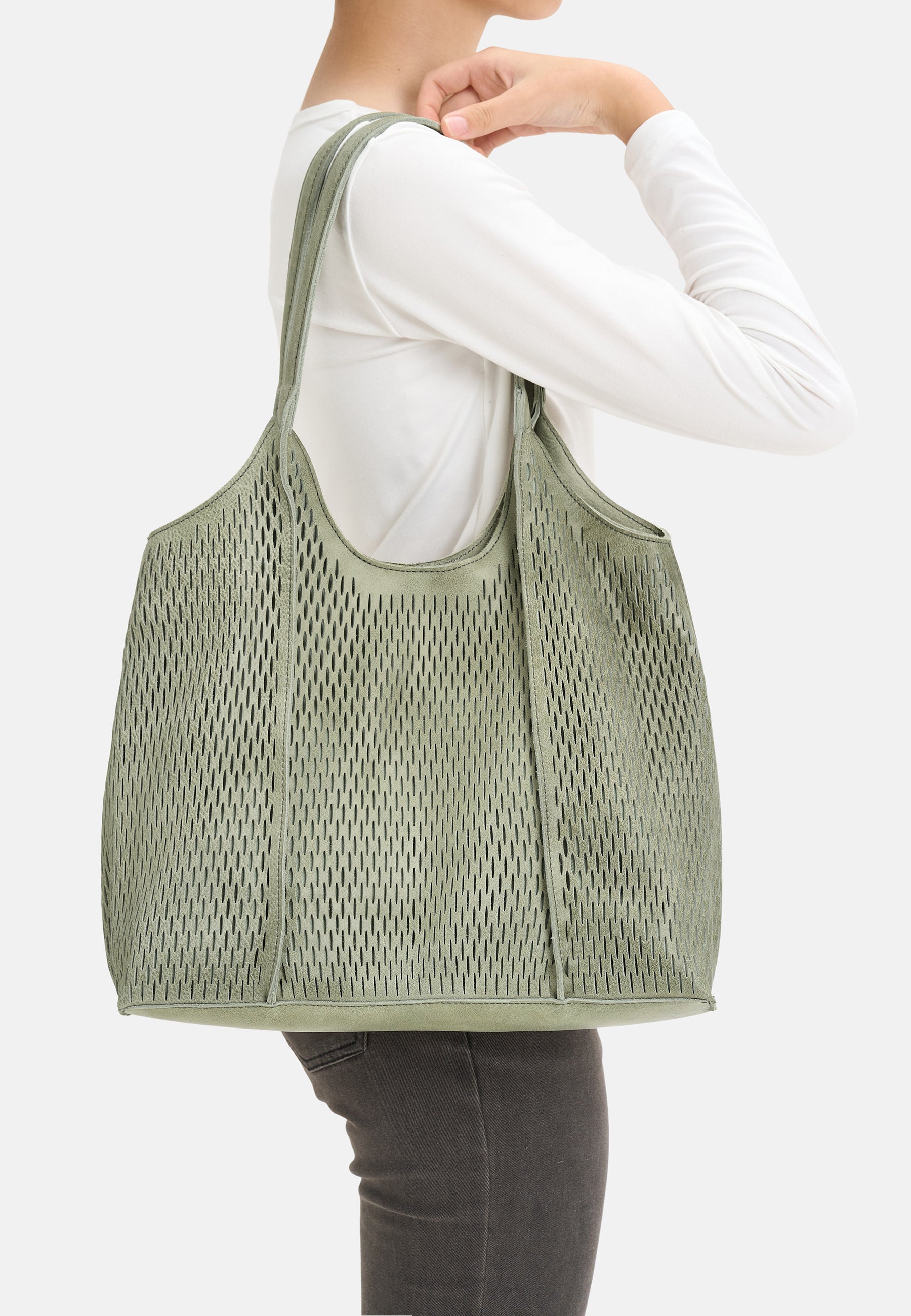 FREDsBRUDER Soft Cut Hobo Handtasche Leaf Rindsleder