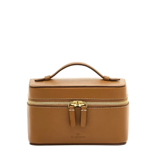 Il Bisonte Musa Kosmetiktasche Gianduia Vollleder