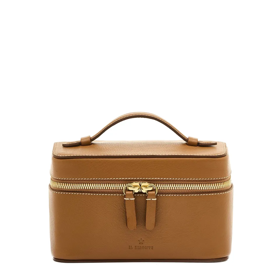 Il Bisonte Musa Kosmetiktasche Gianduia Vollleder