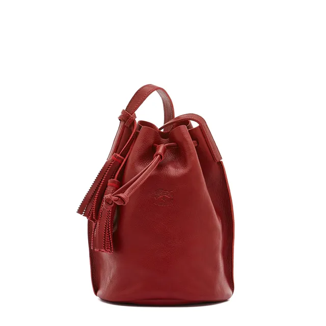 Il Bisonte Silvia Beuteltasche Vollleder Rot Kordelzug