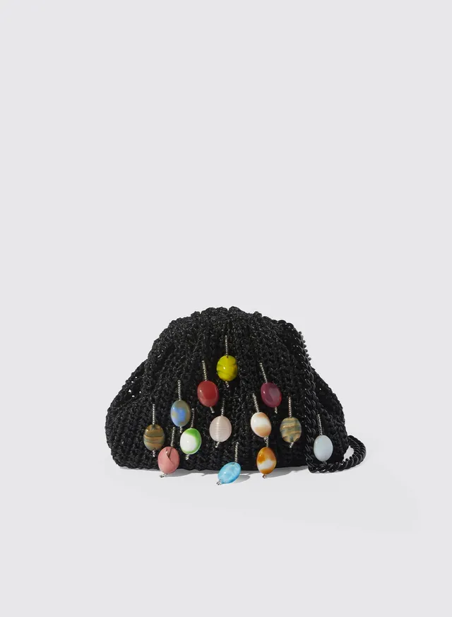 Maria la Rosa Orbita Mini Bag Clutch Schwarz Perlen