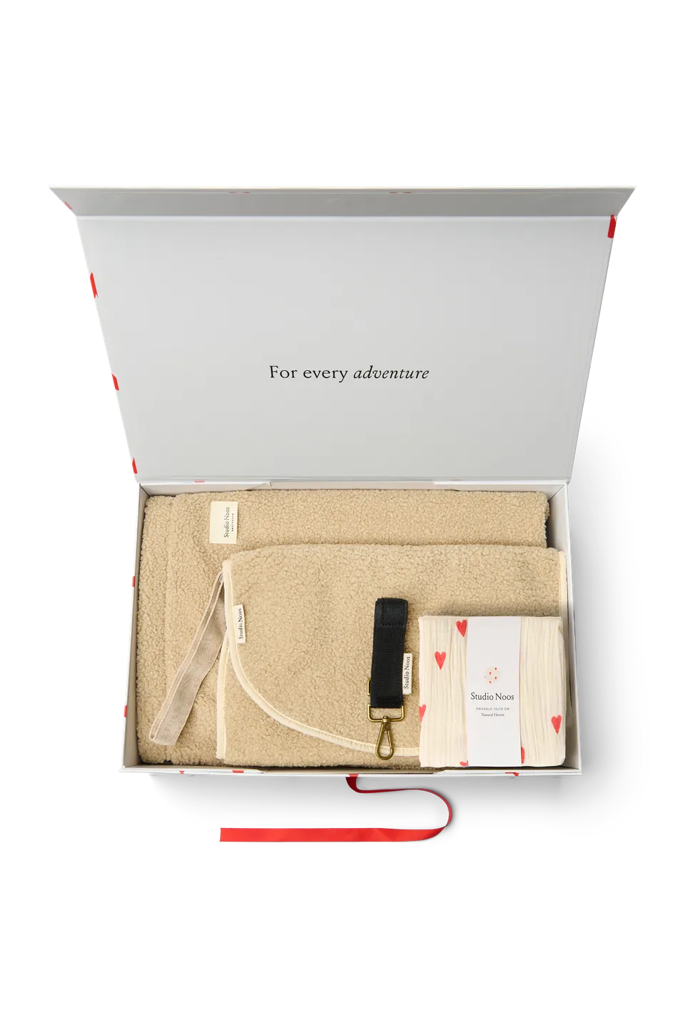 Studio Noos Parent On The Go Geschenkset Ecru Teddy 5-teilig