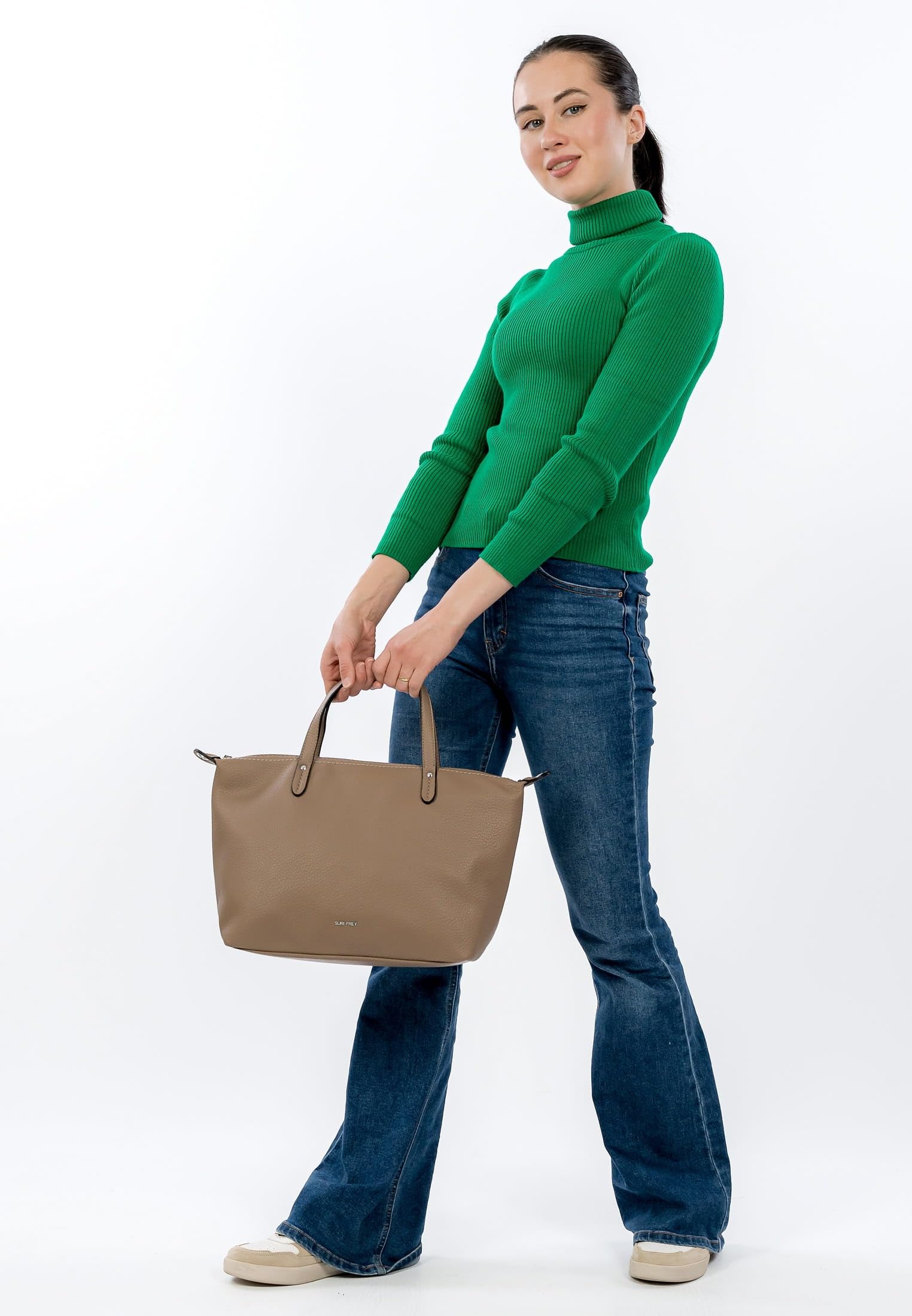 SURI FREY Henny City Shopper M Shopper Taupe Riemen