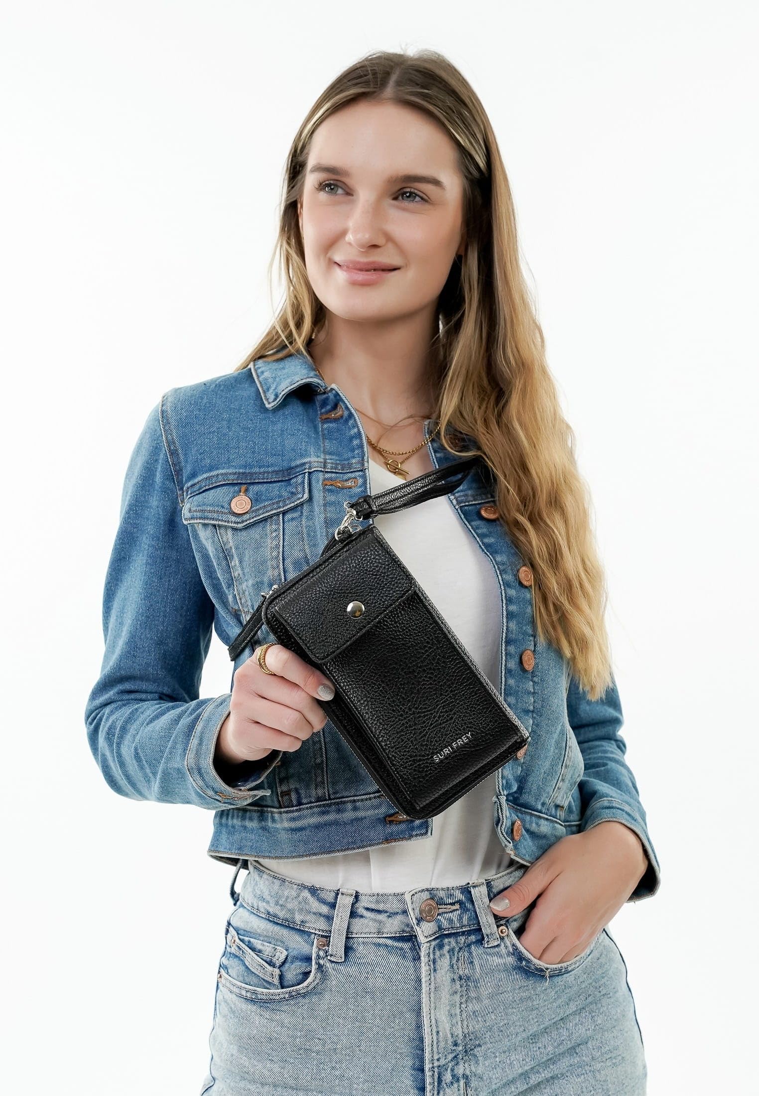 SURI FREY Freddy Smartphone Bag Geldbörse Schwarz Handyfach
