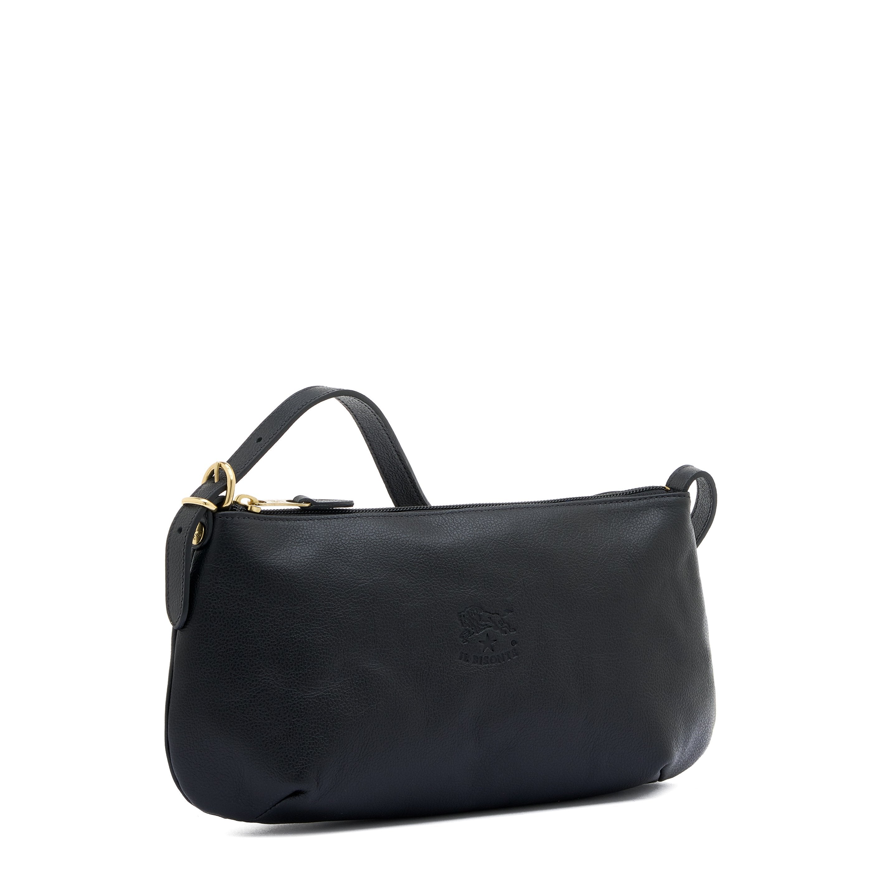 Il Bisonte Schultertasche Rindsleder schwarz