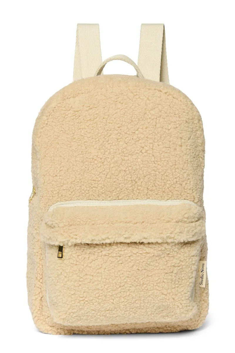 Studio Noos Teddy Midi Rucksack Ecru mit Vortasche