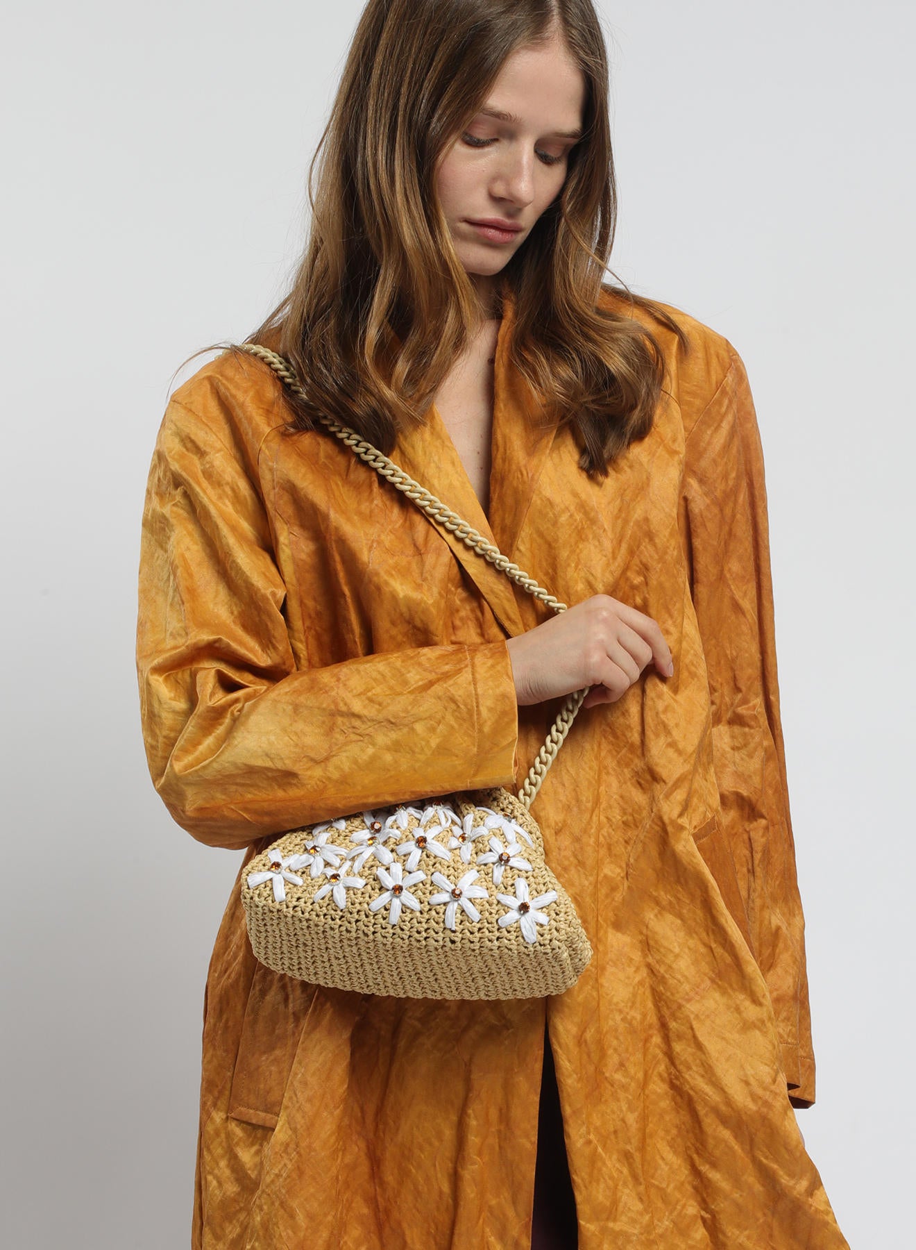 Maria la Rosa Margaret Crochet Mini Bag Clutch Natural