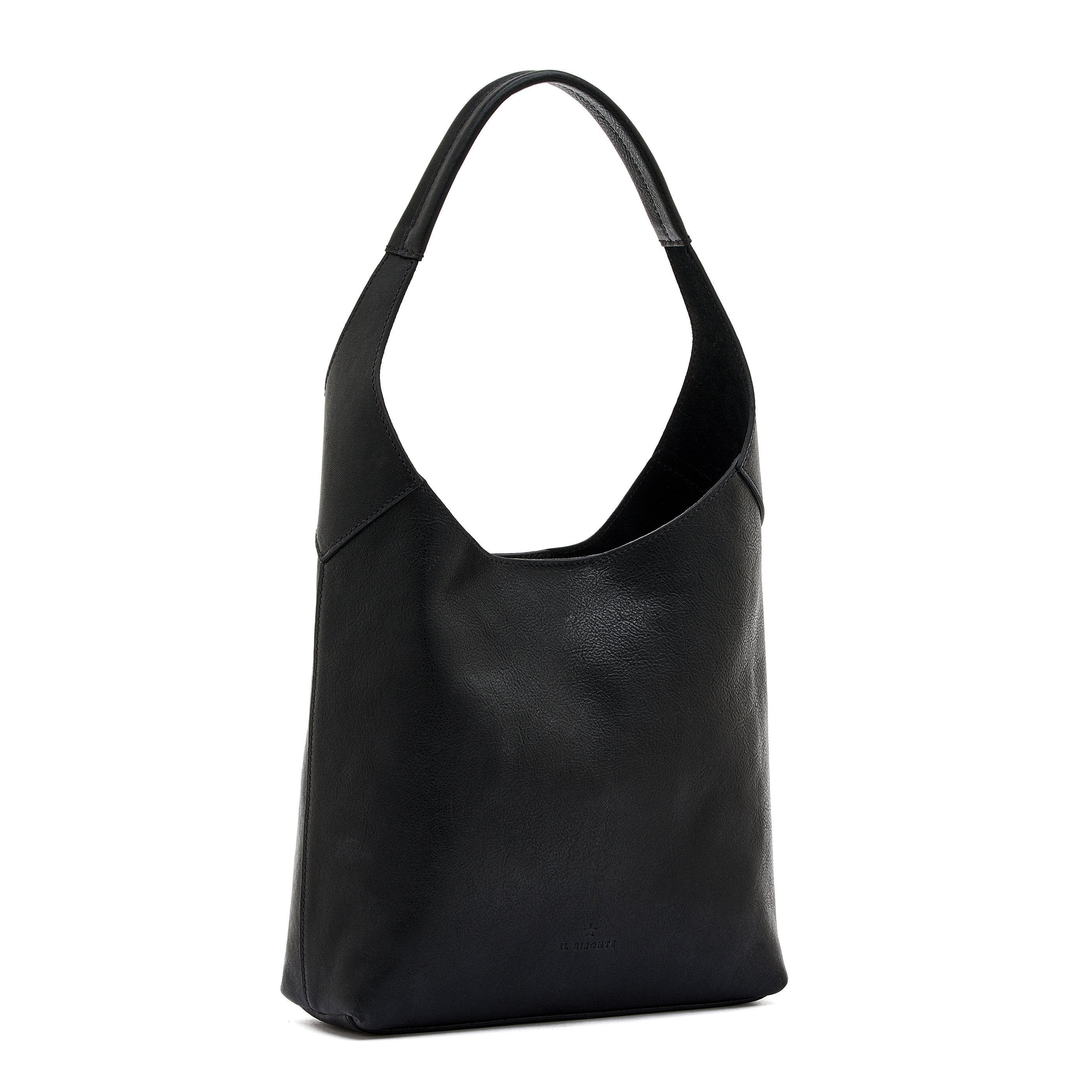 Il Bisonte Le Laudi Schultertasche Schwarz Vollleder