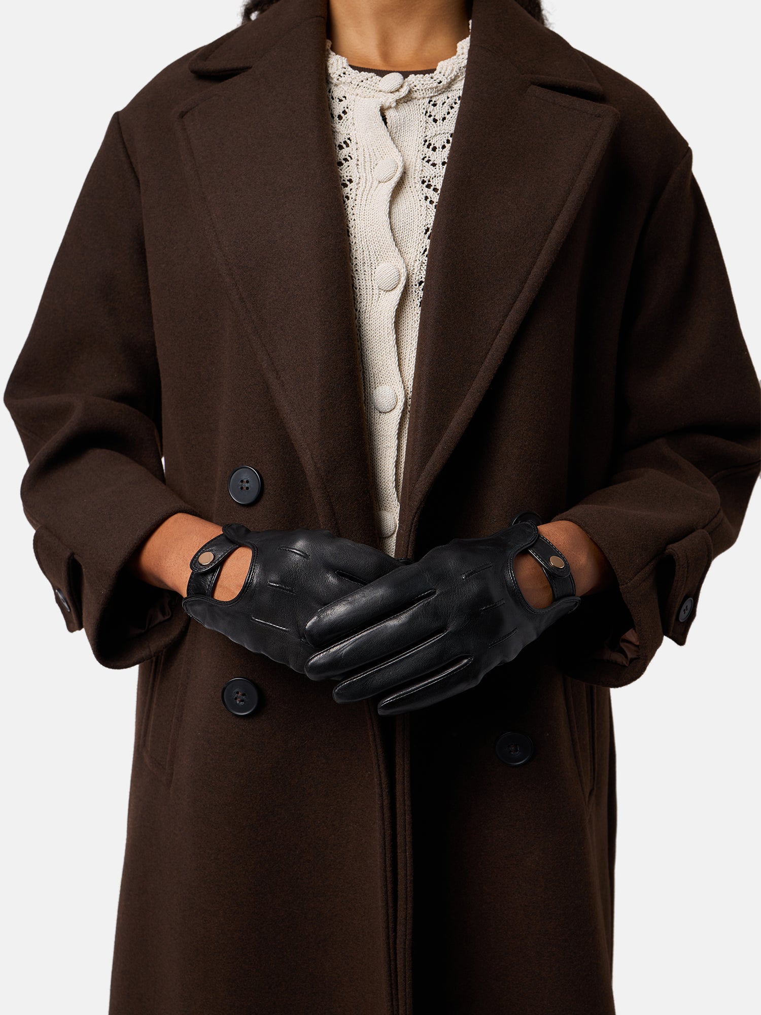 RE:DESIGNED Lola Lederhandschuhe Schwarz Touch Fleece