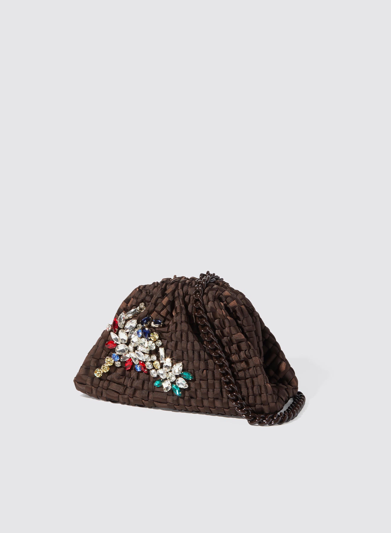 Maria la Rosa Crystal Mini Bag Clutch Natural Stein