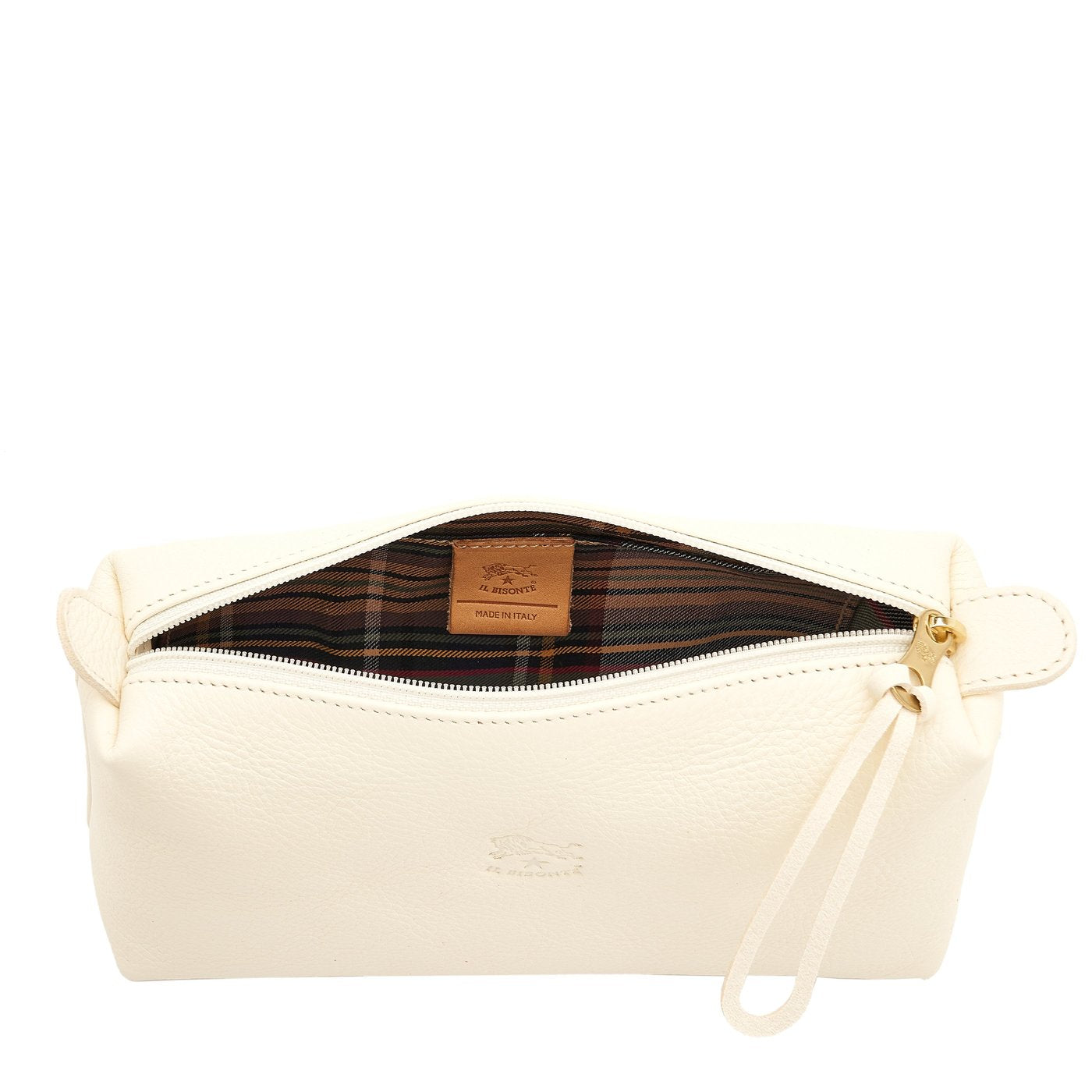 Il Bisonte Kosmetiktasche Vollleder Milchweiß Latte