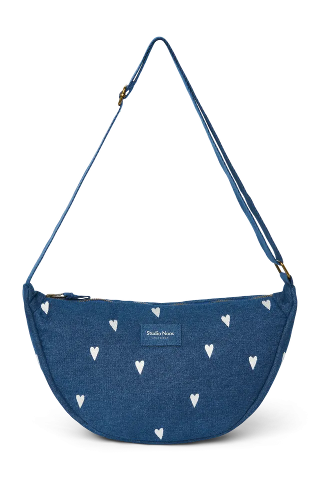 Studio Noos Denim Bauchtasche Dunkelblau White Hearts