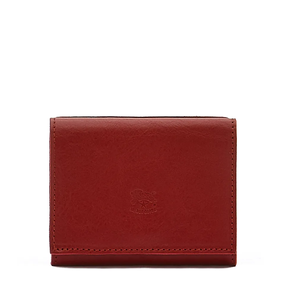 Il Bisonte Portemonnaie Rot Leder mit Münzfach