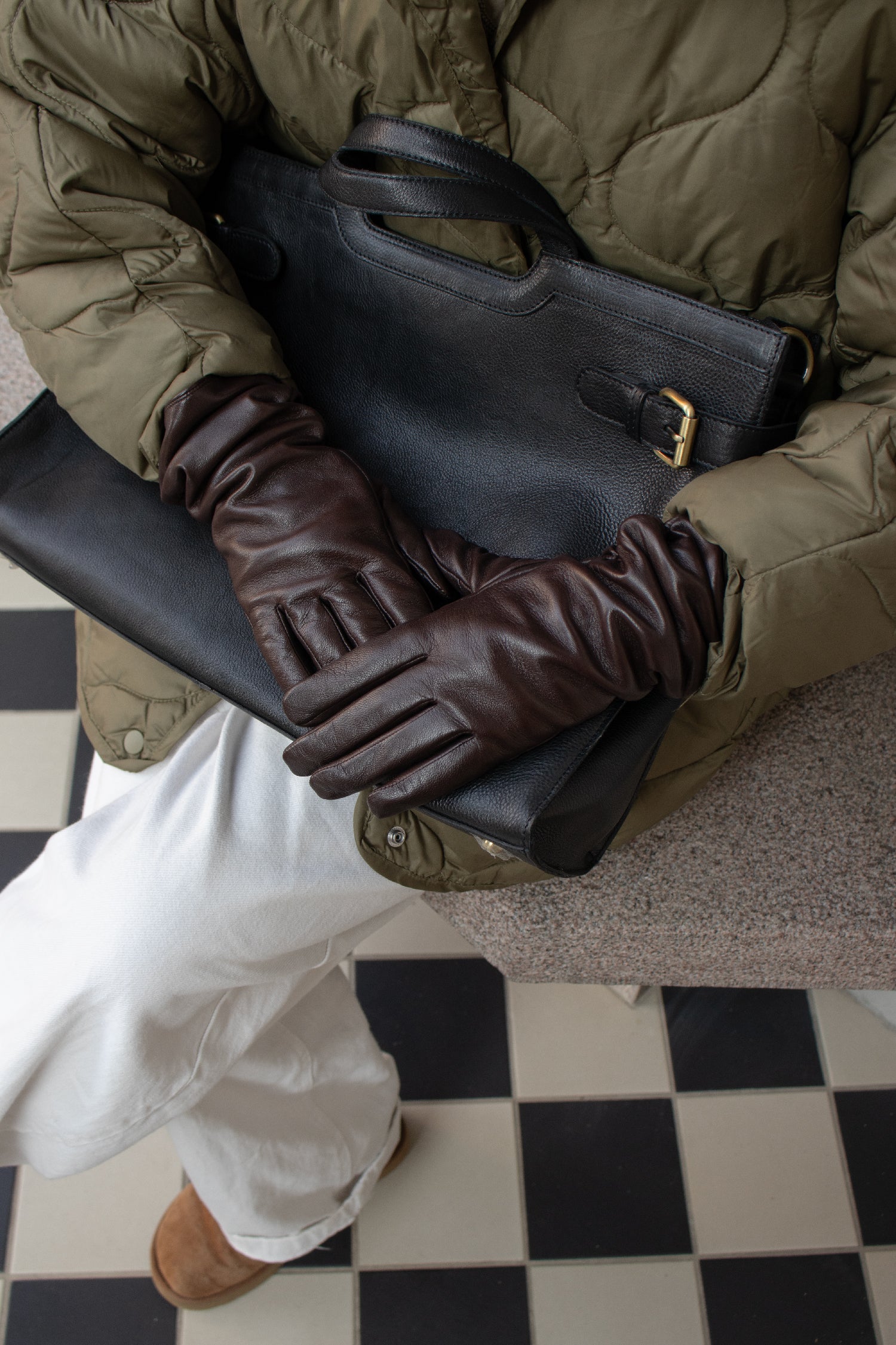 RE:DESIGNED Anvi Wool 5353 Lederhandschuhe Warm Brown