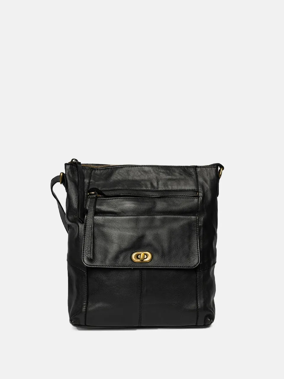 RE:DESIGNED Leknes Urban Umhängetasche Schwarz Vollleder