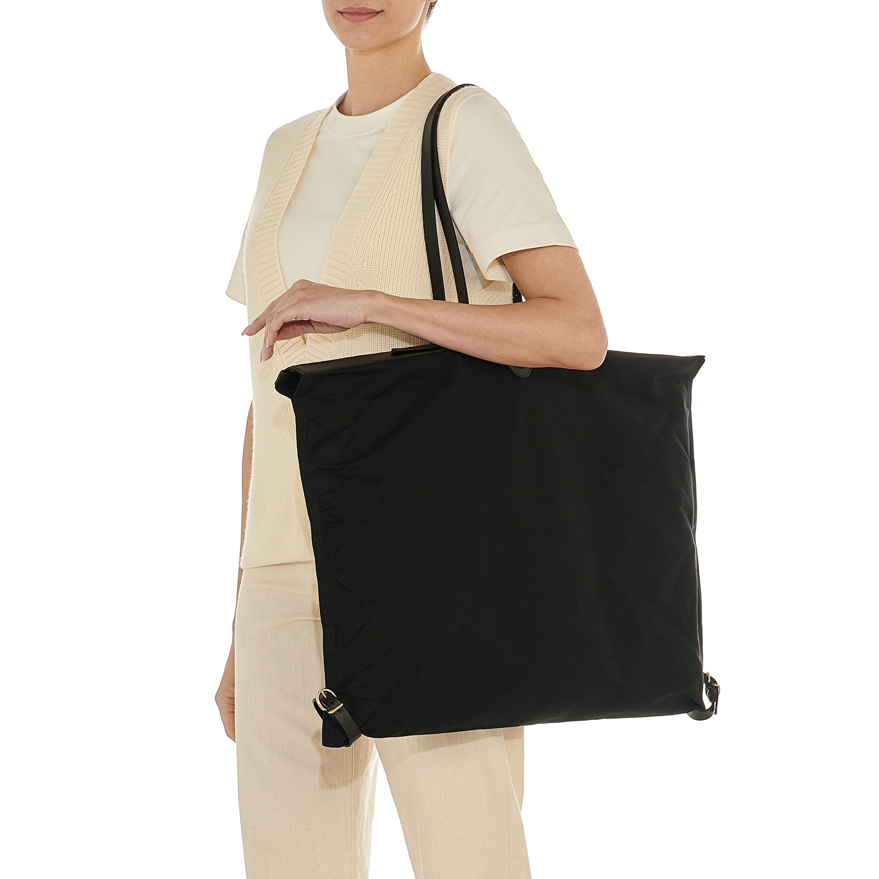 Il Bisonte Caramella Schultertasche Schwarz Vollleder-Trim