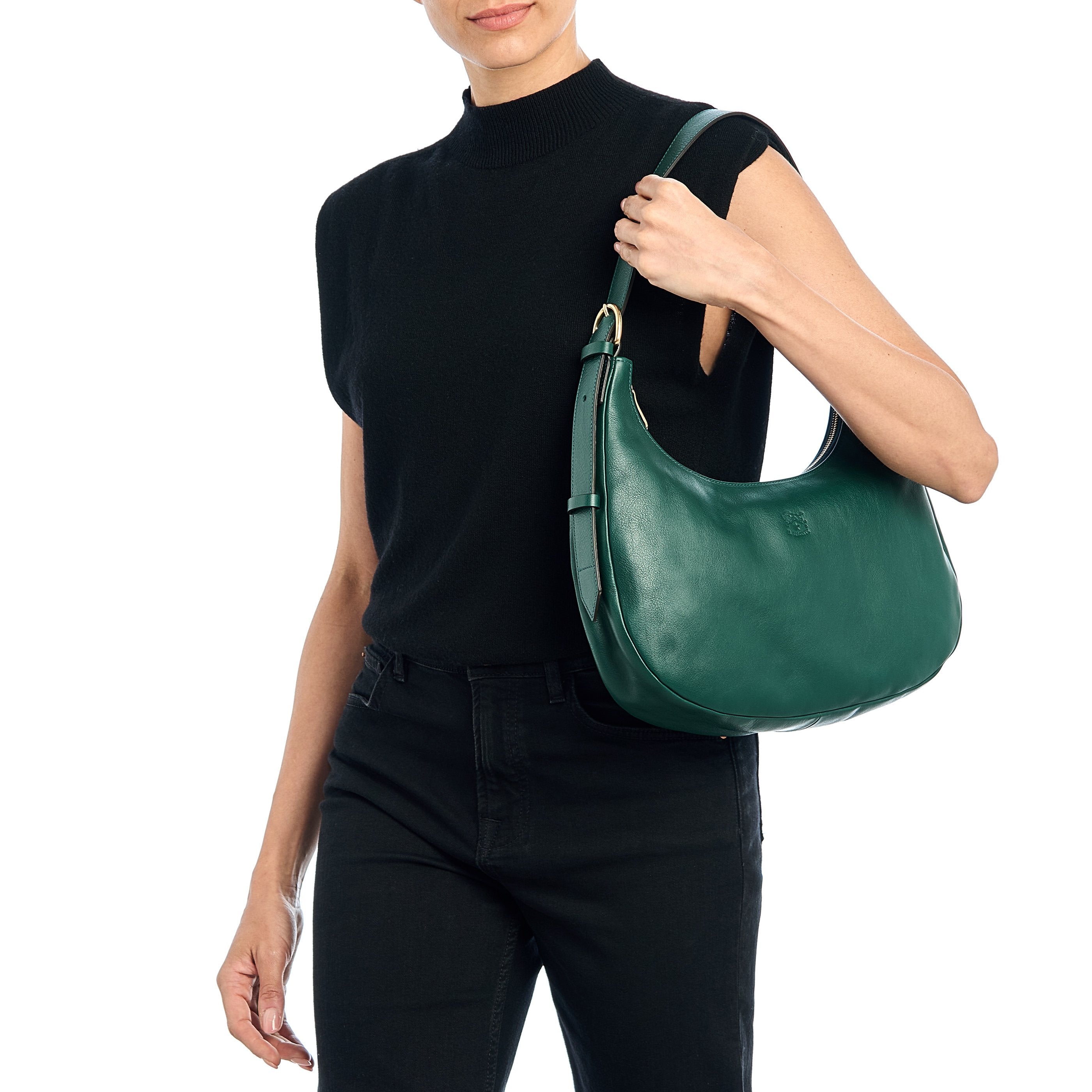Il Bisonte Belcanto Schultertasche Oleandrogrün Vollleder