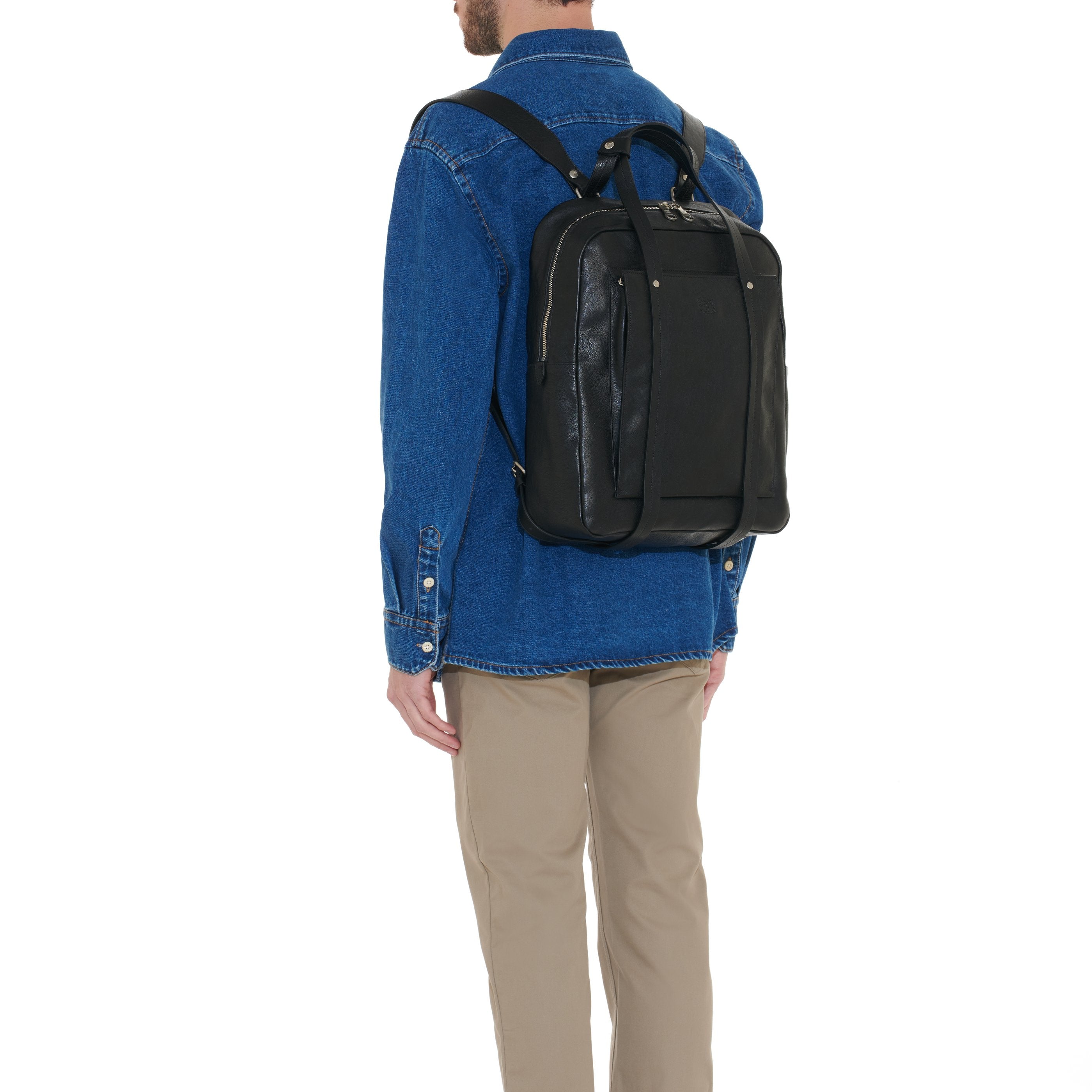 Il Bisonte Trebbio Lederrucksack Schwarz