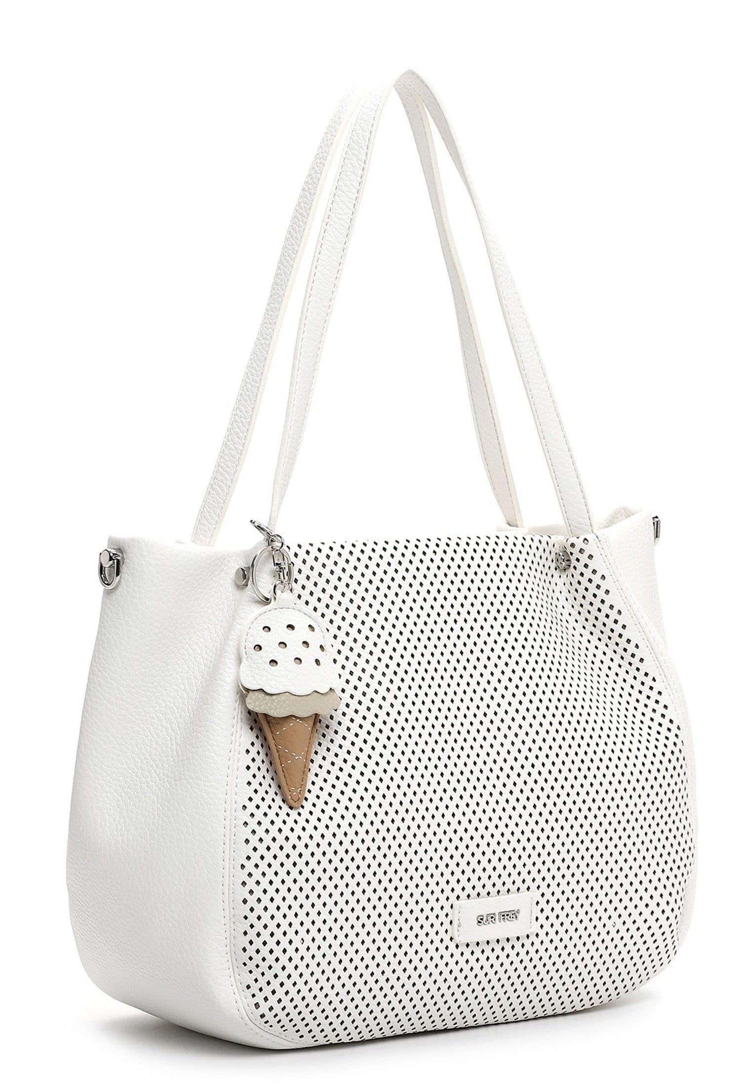 SURI FREY Cilly Cityshopper M Schultertasche White Lochmuster